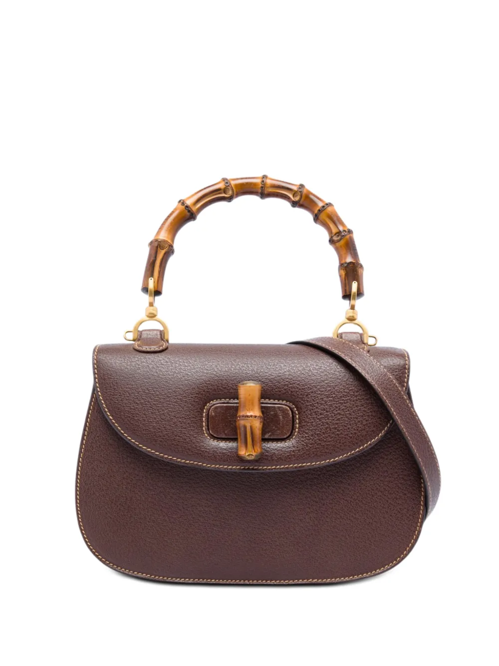 Gucci Pre-Owned 2000-2015 Grained Calfskin Bamboo Night satchel - Marrone