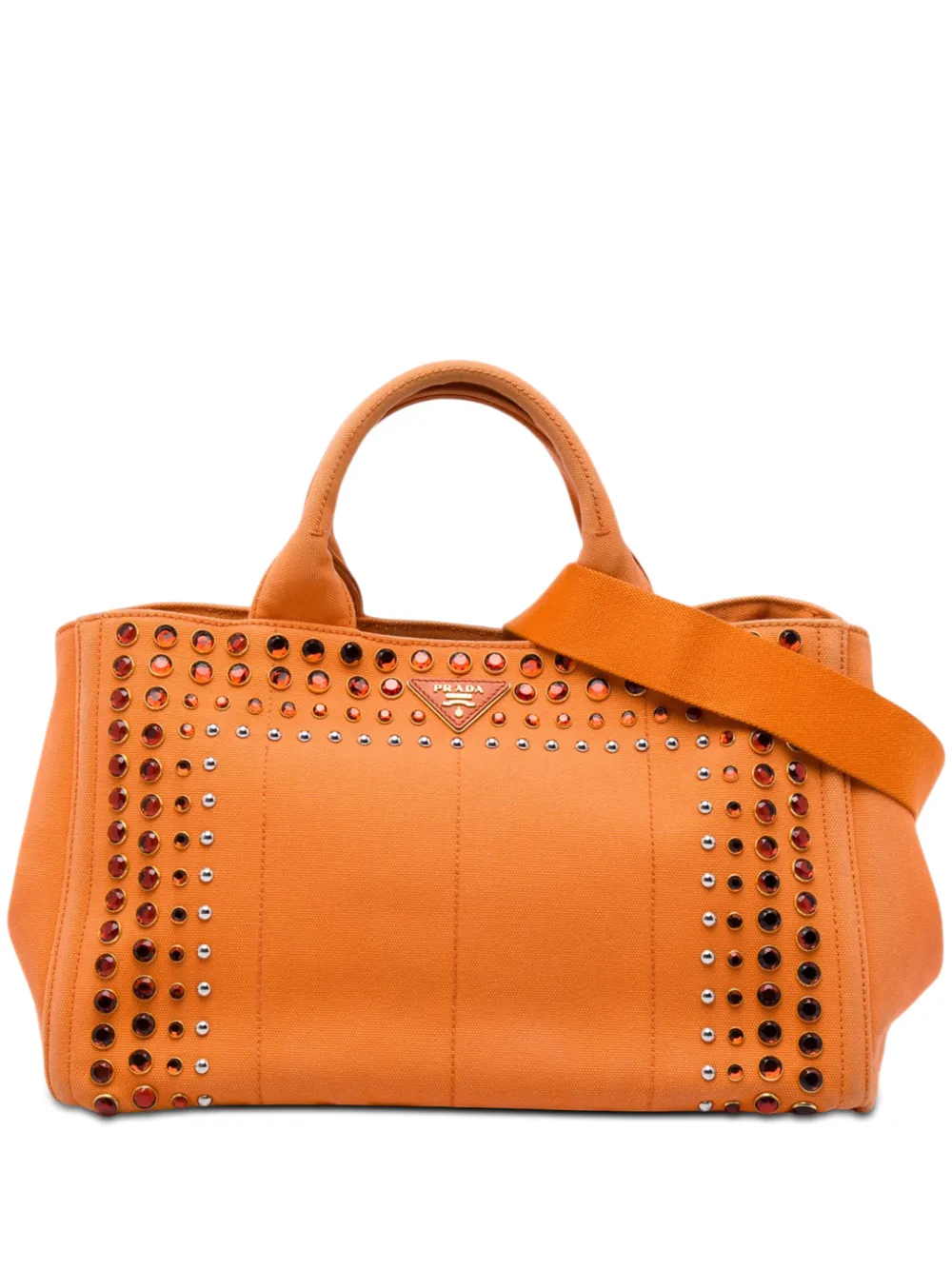 Prada Pre-Owned 2021-2026 Canvas Canapa Bijoux Satchel-Tasche - Orange