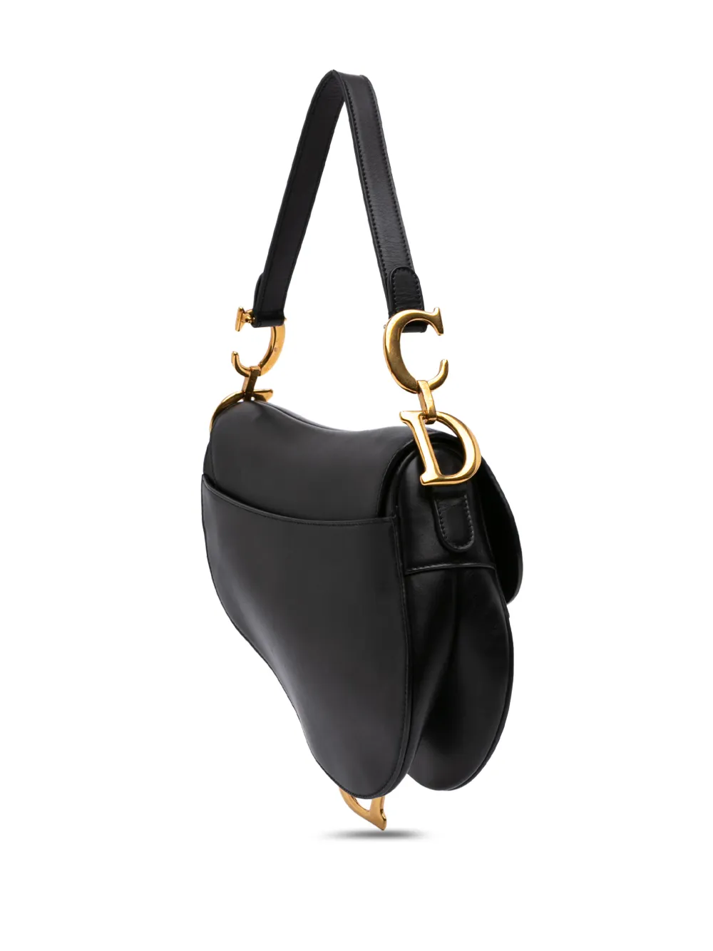 Dior Pre-owned 2019 Smooth Calfskin Saddle Bag Shoulder Bag in Black, view 3