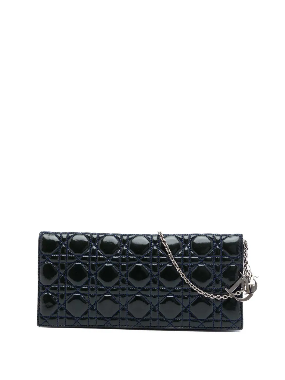Christian Dior Pre-Owned 2011 Patent Cannage Lady Dior Clutch with Chain crossbody bag - Nero