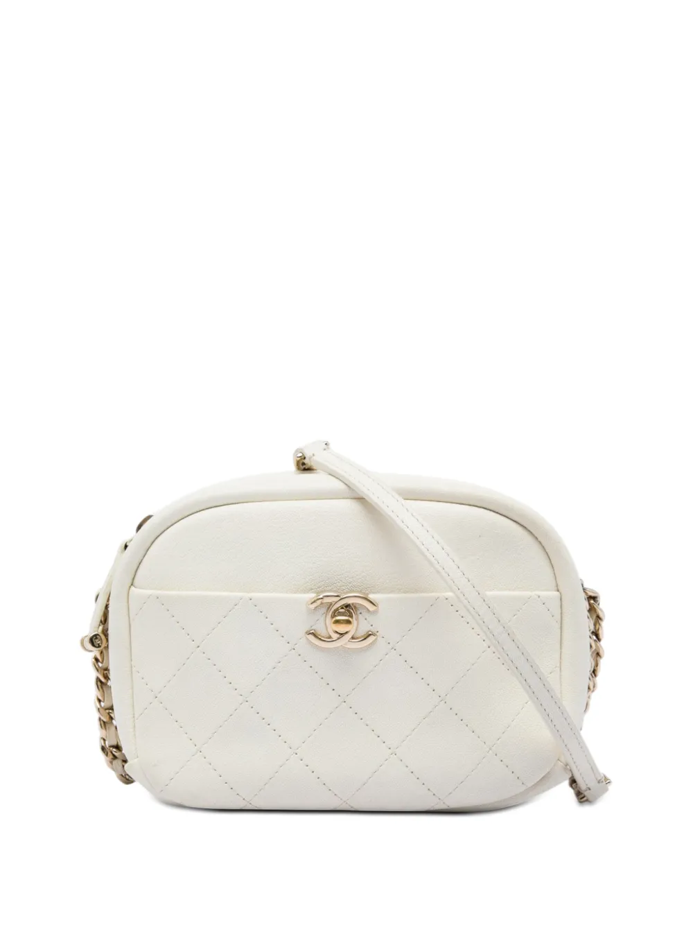 CHANEL Pre-Owned 2018-2019 Small Quilted Goatskin Casual Trip Camera Bag crossbody bag - White