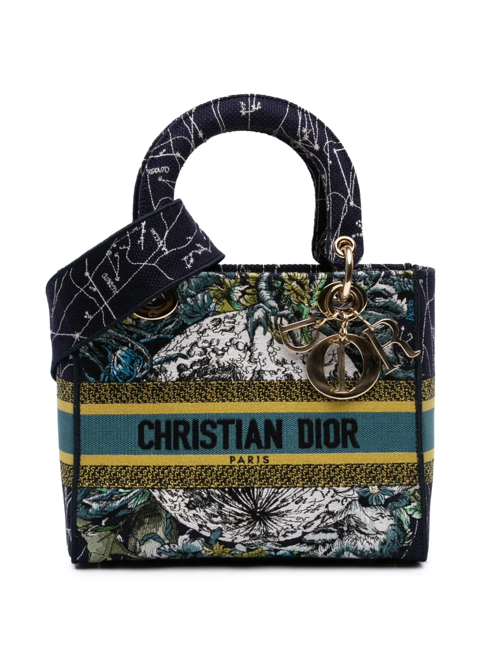 Christian Dior Pre-Owned 2021 Medium Embroidered Canvas Zodiac Lady D Lite satchel - Blue