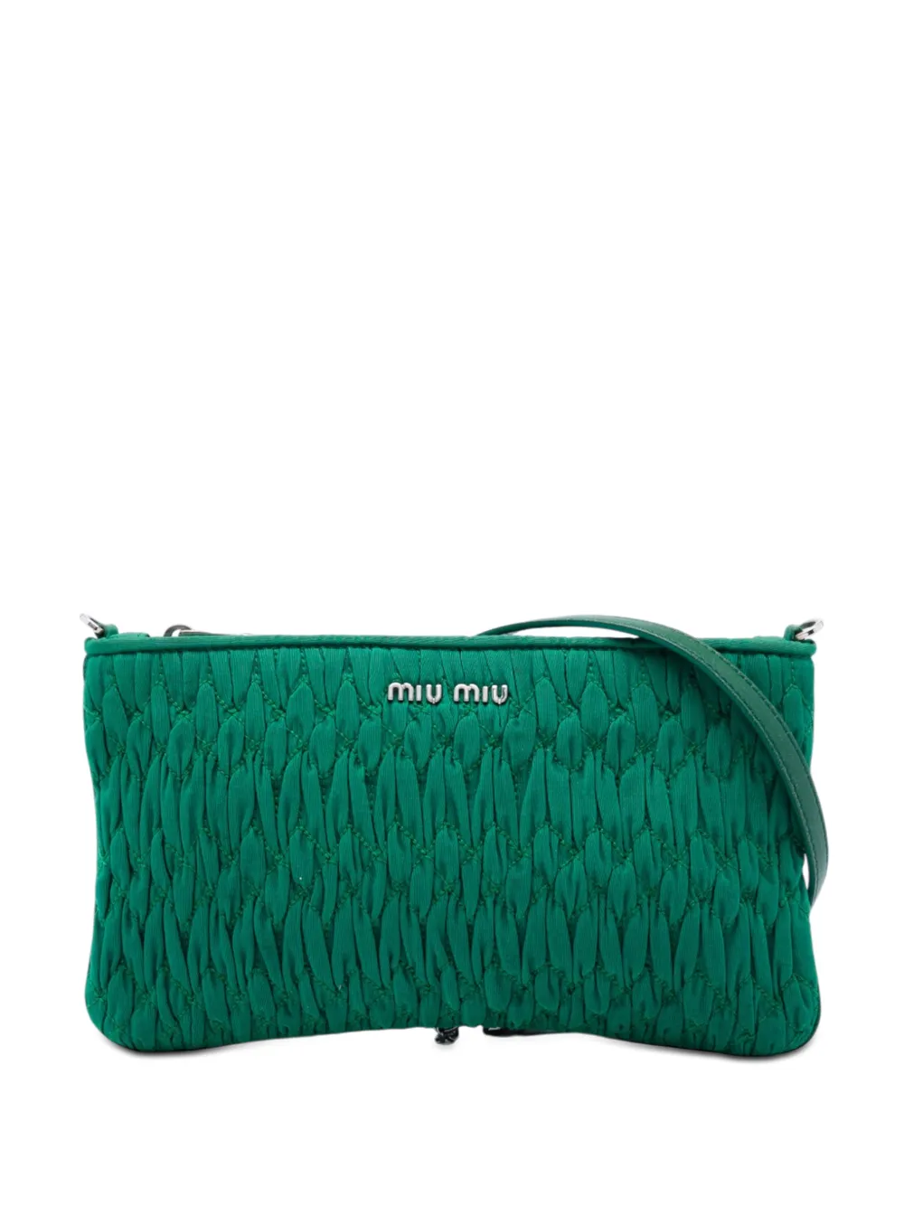 Miu Miu Pre-Owned 2010-2026 Matelasse Nylon Crystal Chain crossbody bag - Verde
