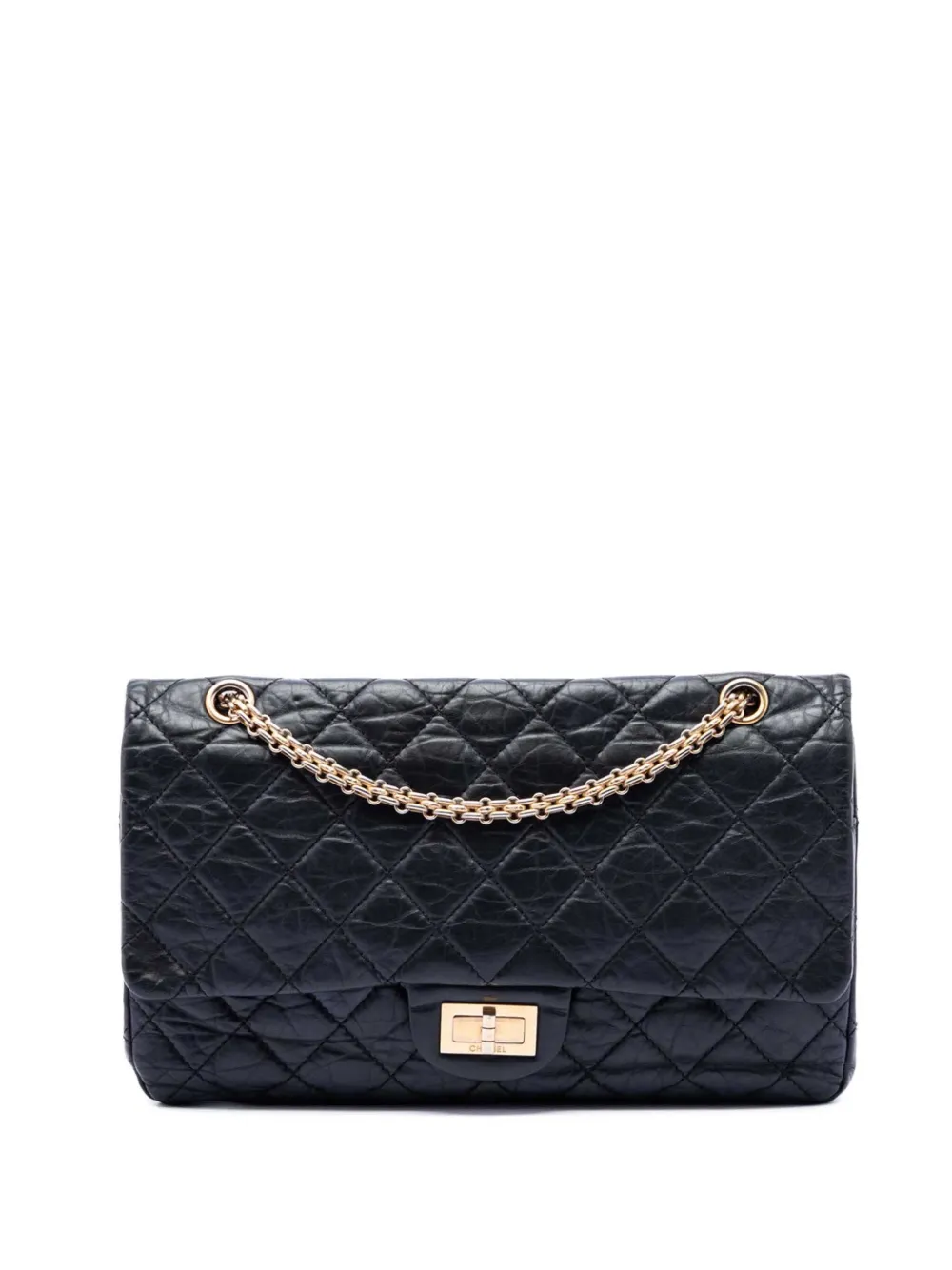 CHANEL Pre-Owned 2011 Quilted Aged Calfskin Reissue 2.55 Double Flap 227 shoulder bag - Black