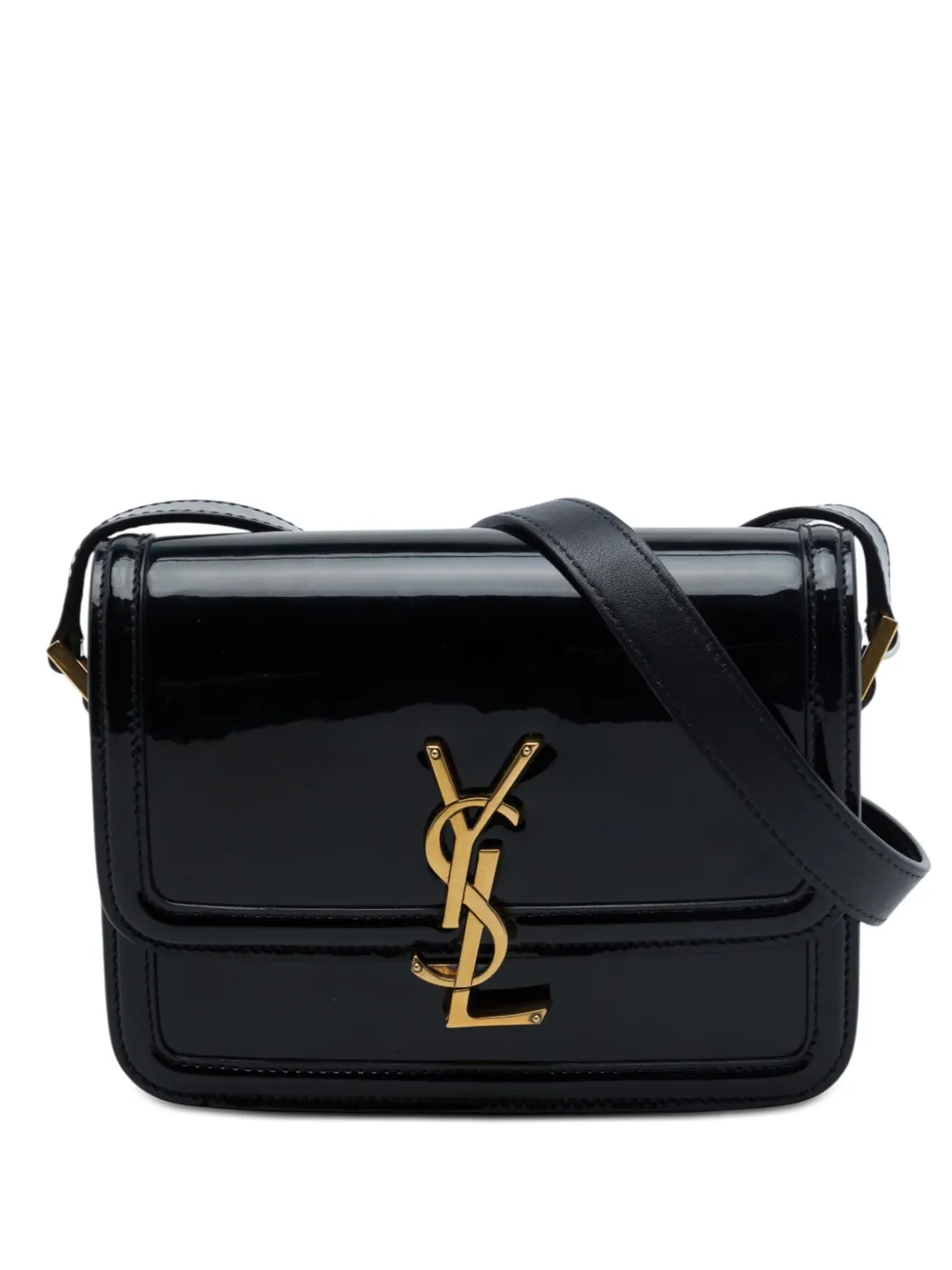 Saint Laurent Pre-Owned 2022 Small Patent Solferino Satchel In Box crossbody bag - Nero