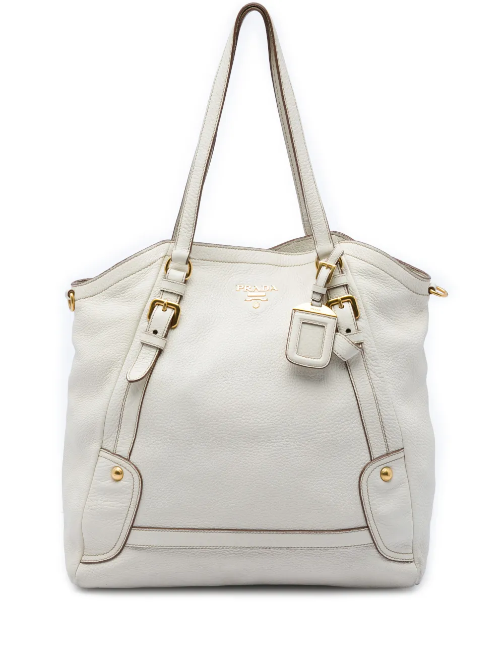 Prada Pre-Owned 2010-2026 Vitello Daino Open Convertible Tote Satchel-Tasche - Weiß