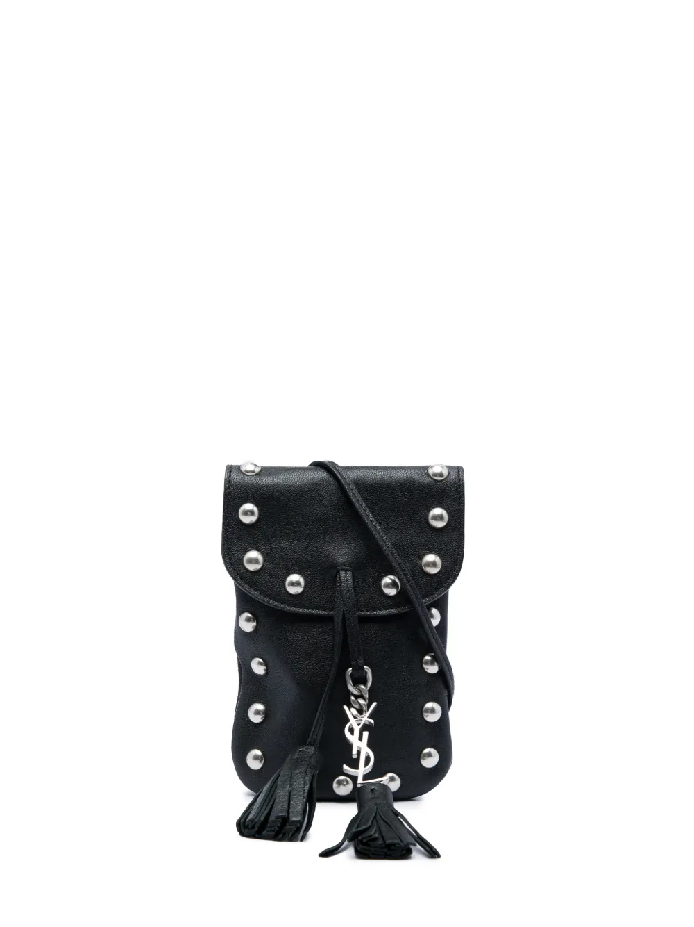 Saint Laurent Pre-Owned 2016 Studded Leather Phone Pouch crossbody bag - Nero