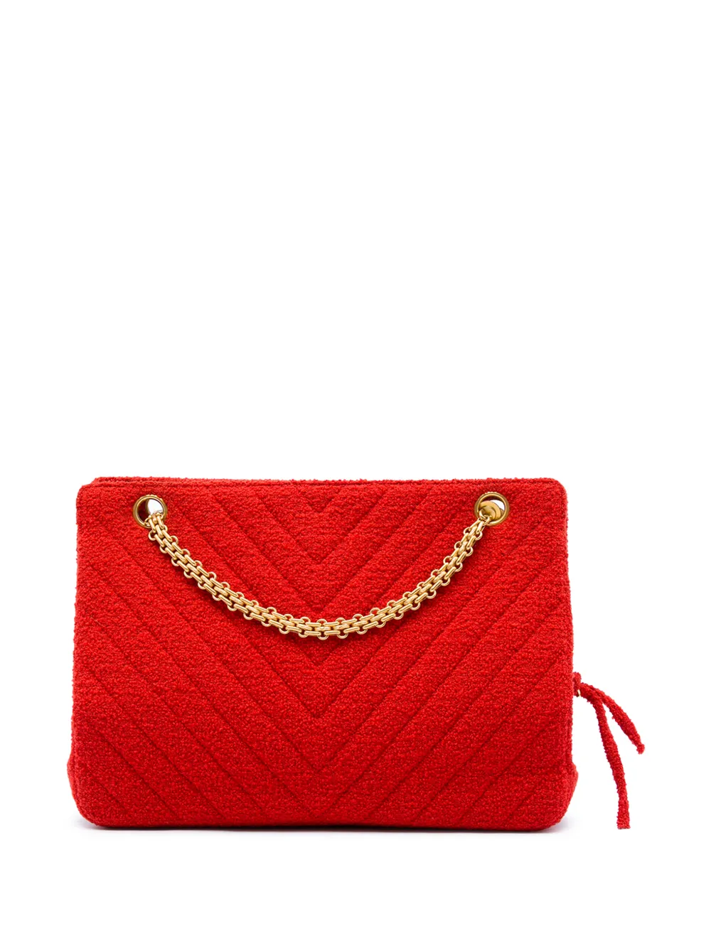 CHANEL Pre-Owned 1994-1996 CC Chevron Tweed Chain shoulder bag - Red