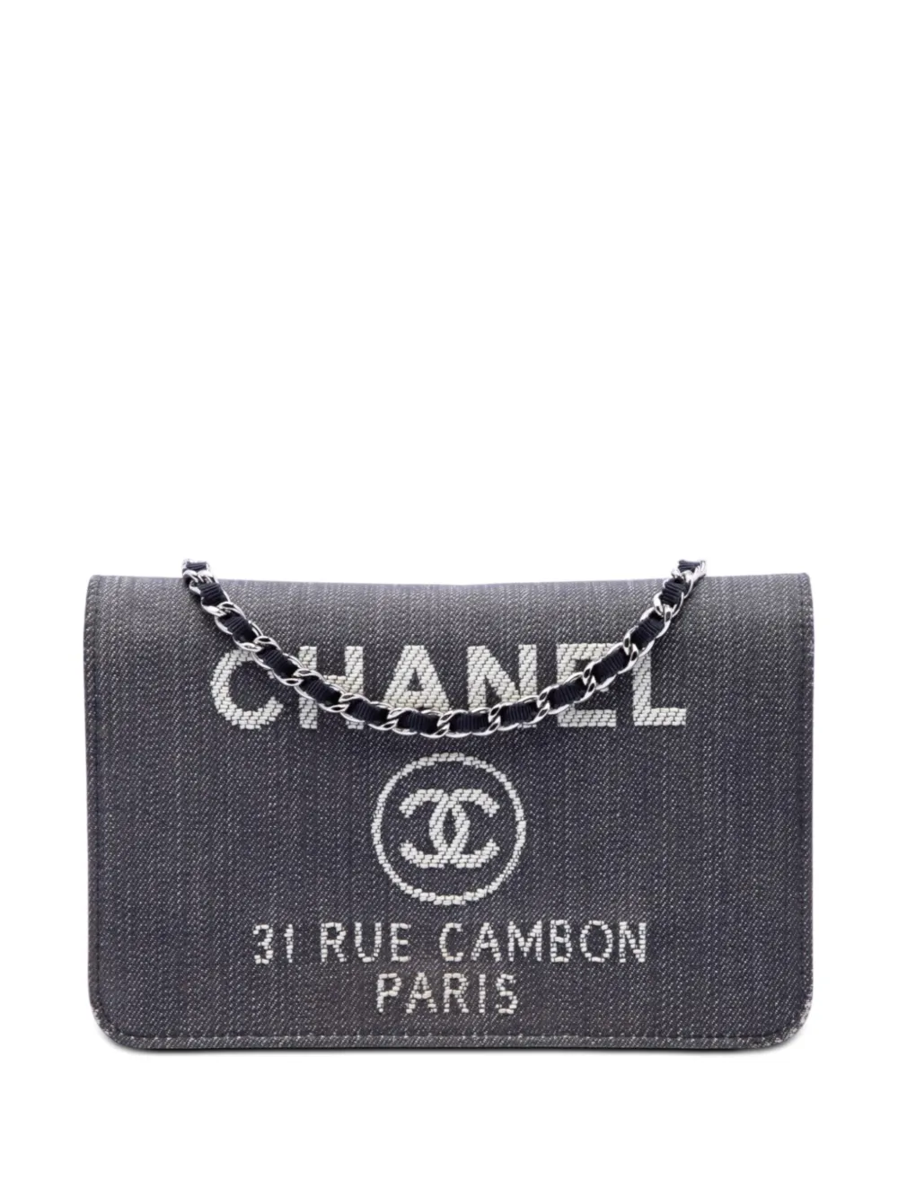 CHANEL Pre-Owned 2016-2017 Deauville Wallet On Chain Umhängetasche aus Canvas - Blau
