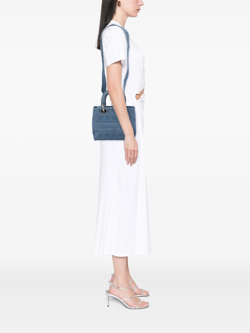 Dior Pre-owned 2020 Medium Canvas Cannage Lady D Lite Satchel in Blue, view 2