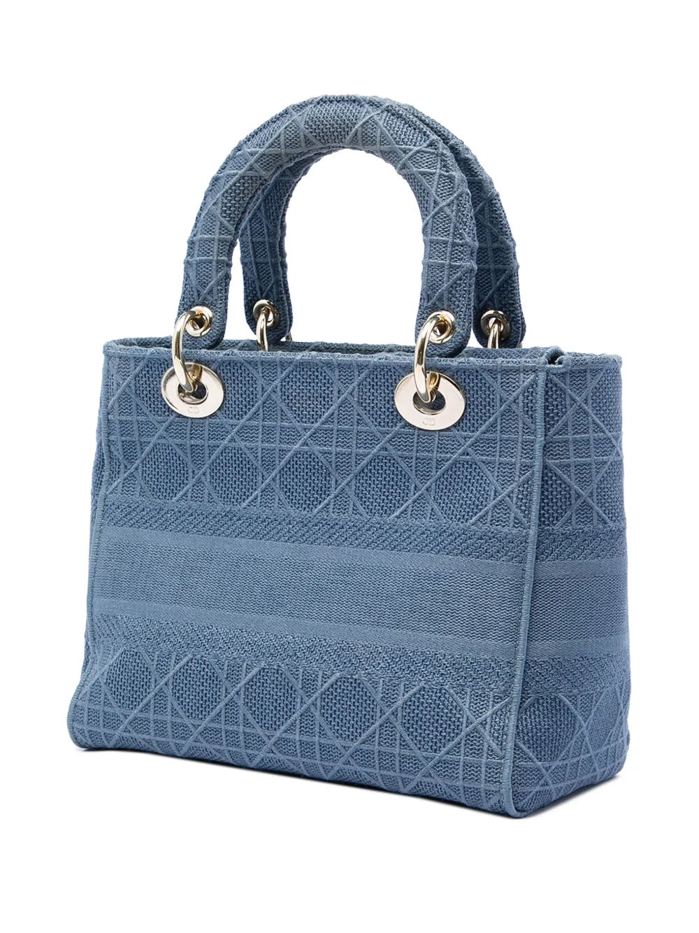 Dior Pre-owned 2020 Medium Canvas Cannage Lady D Lite Satchel in Blue, view 3