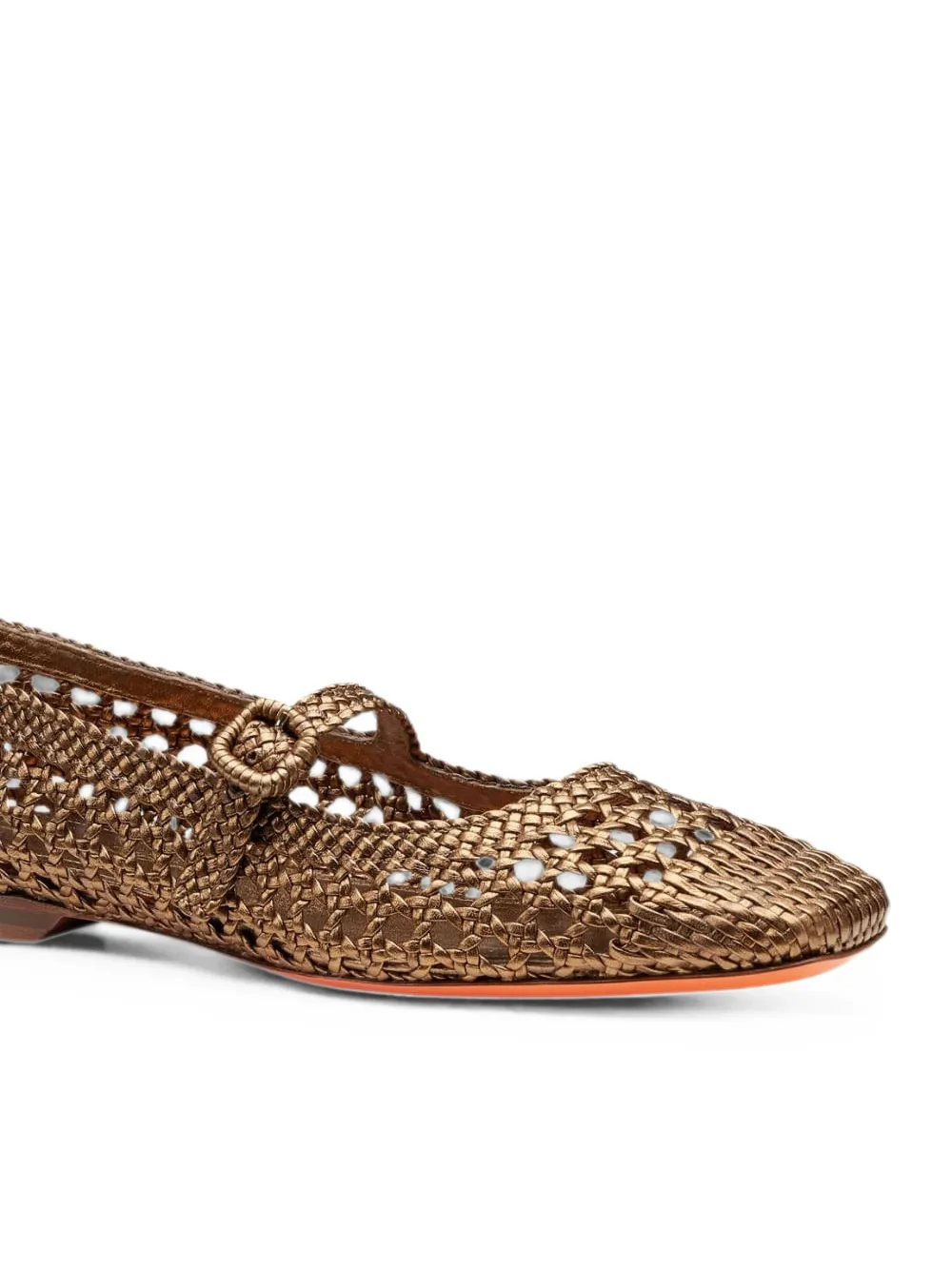 Santoni woven metallic-leather ballet flats Goud