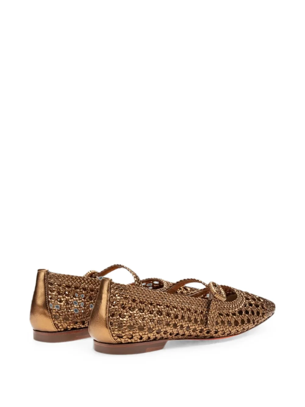 Santoni woven metallic-leather ballet flats Goud