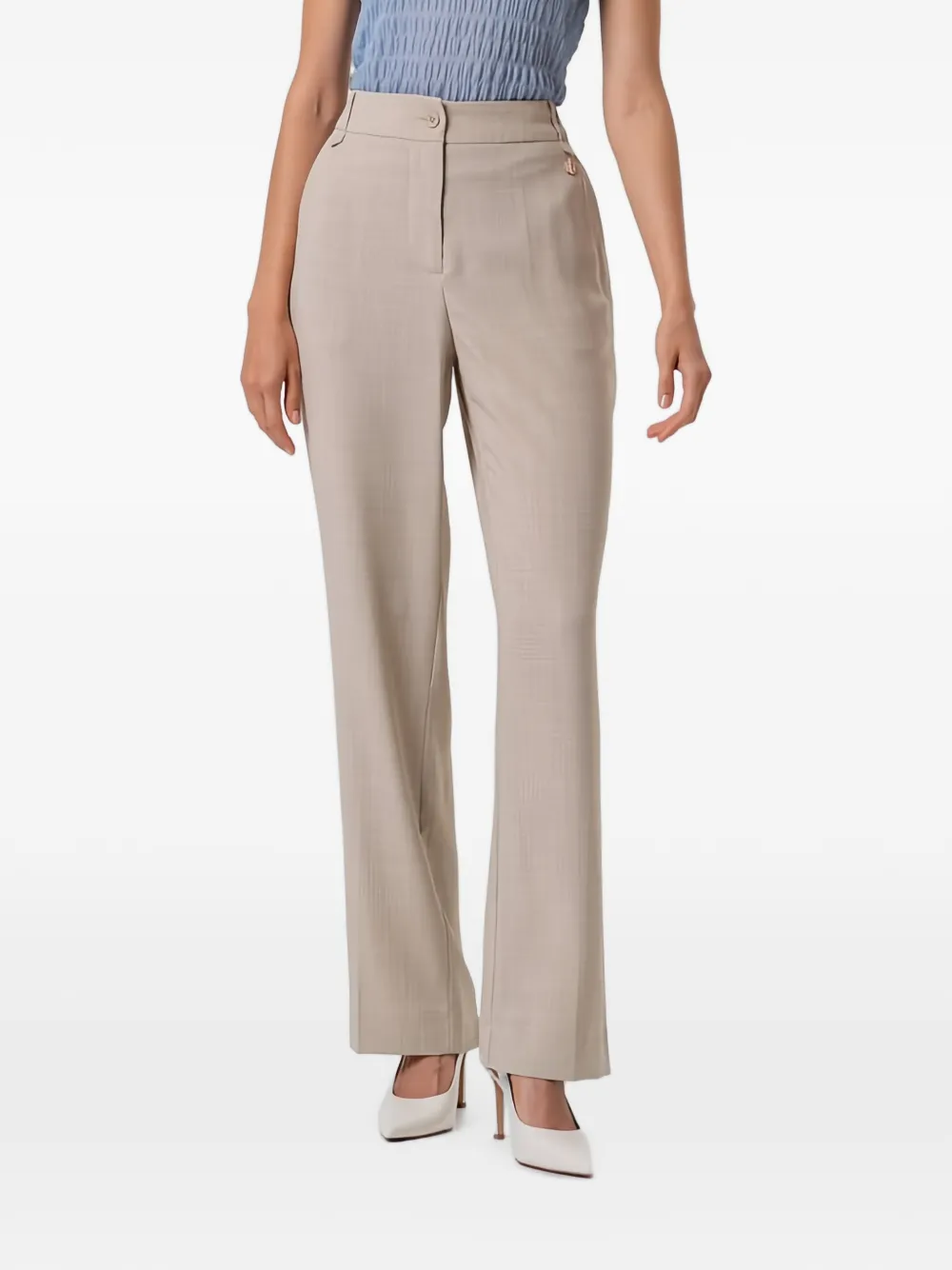 FRACOMINA logo-plaque straight-leg trousers - Toni neutri