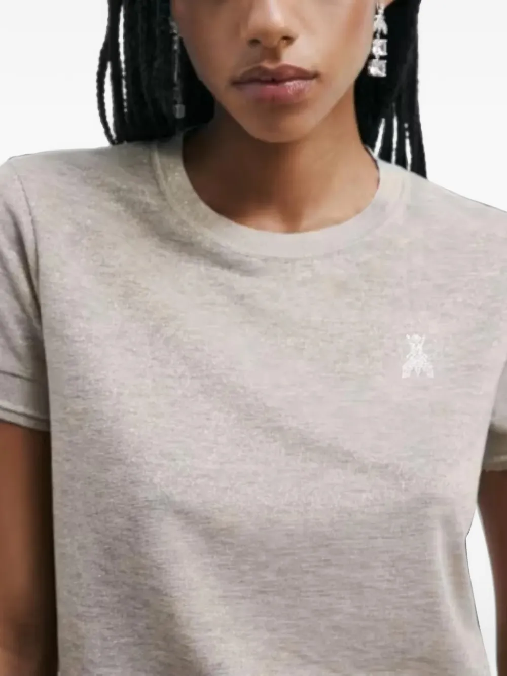 Patrizia Pepe lurex-detail logo-print T-shirt Beige