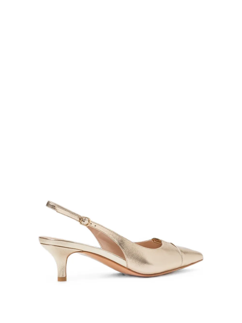 TWINSET metallic-effect logo-plaque pumps Goud