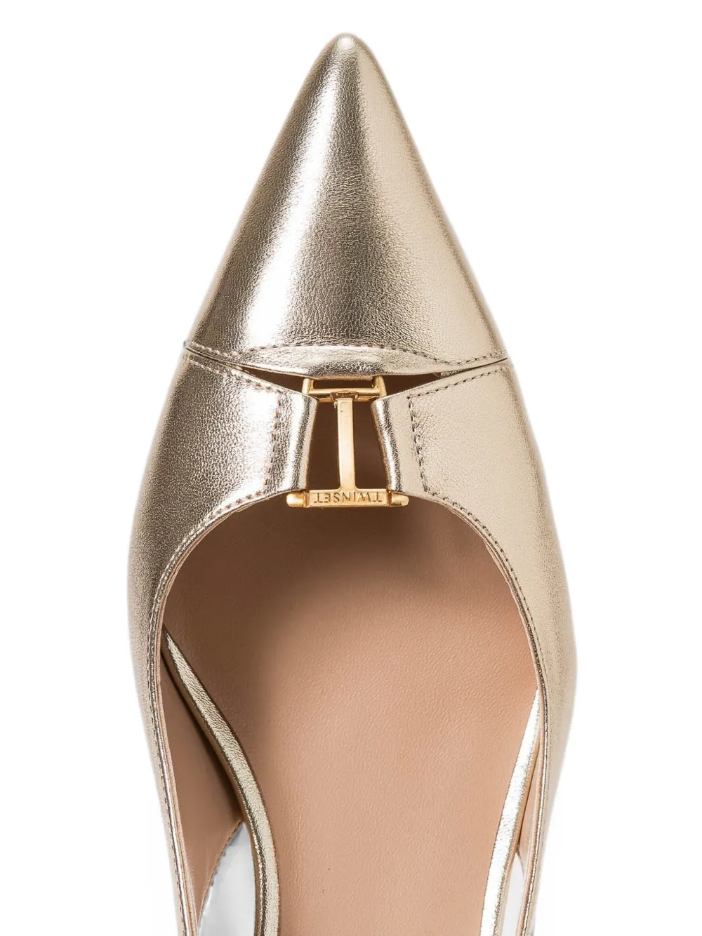 TWINSET metallic-effect logo-plaque pumps Goud