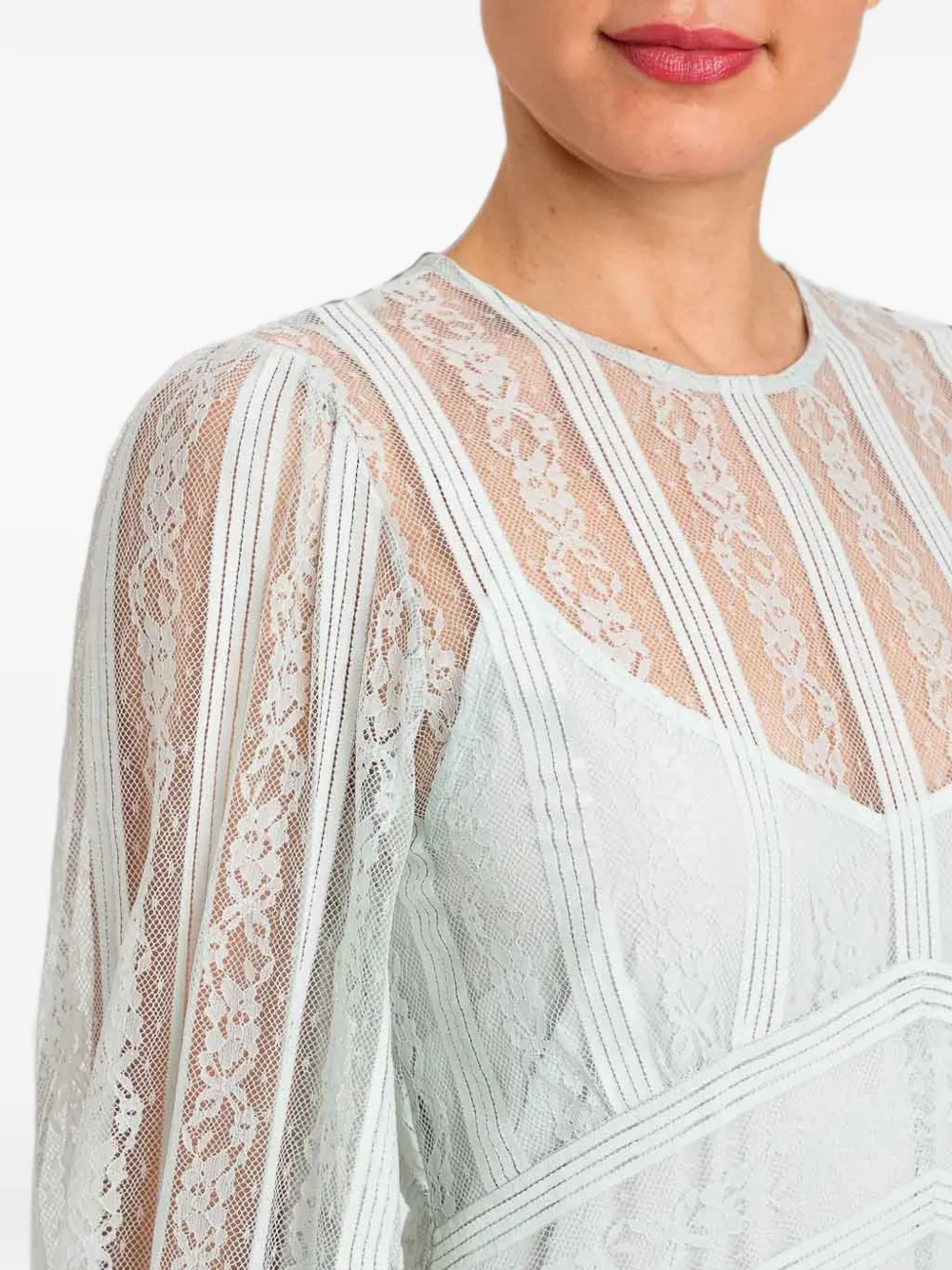 TWINSET Gestreepte jurk met lange mouwen en kant Blauw