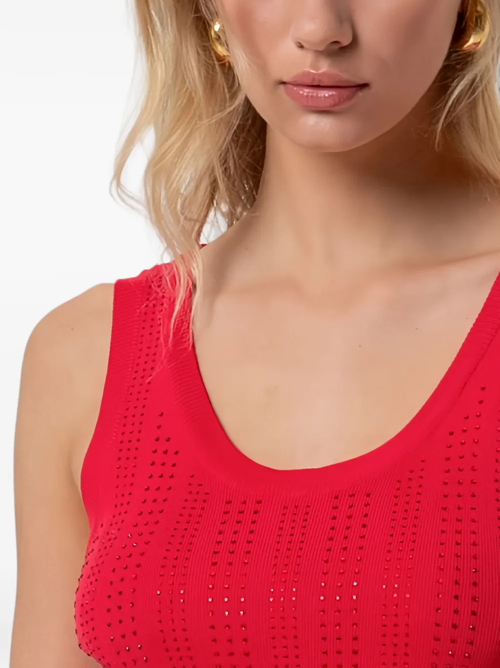 FRACOMINA Top verfraaid met kristallen Rood