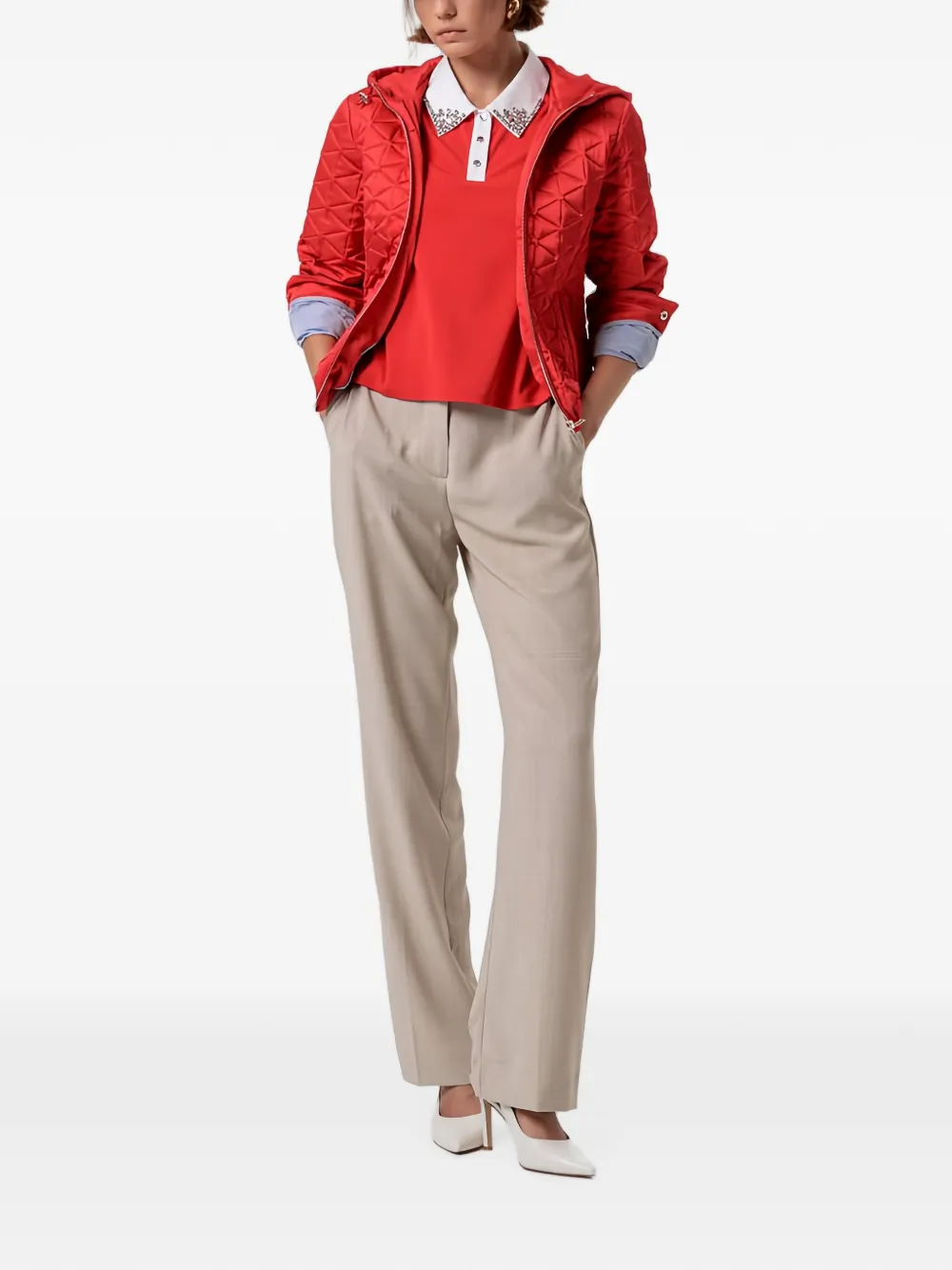 FRACOMINA Poloshirt verfraaid met kristal Beige