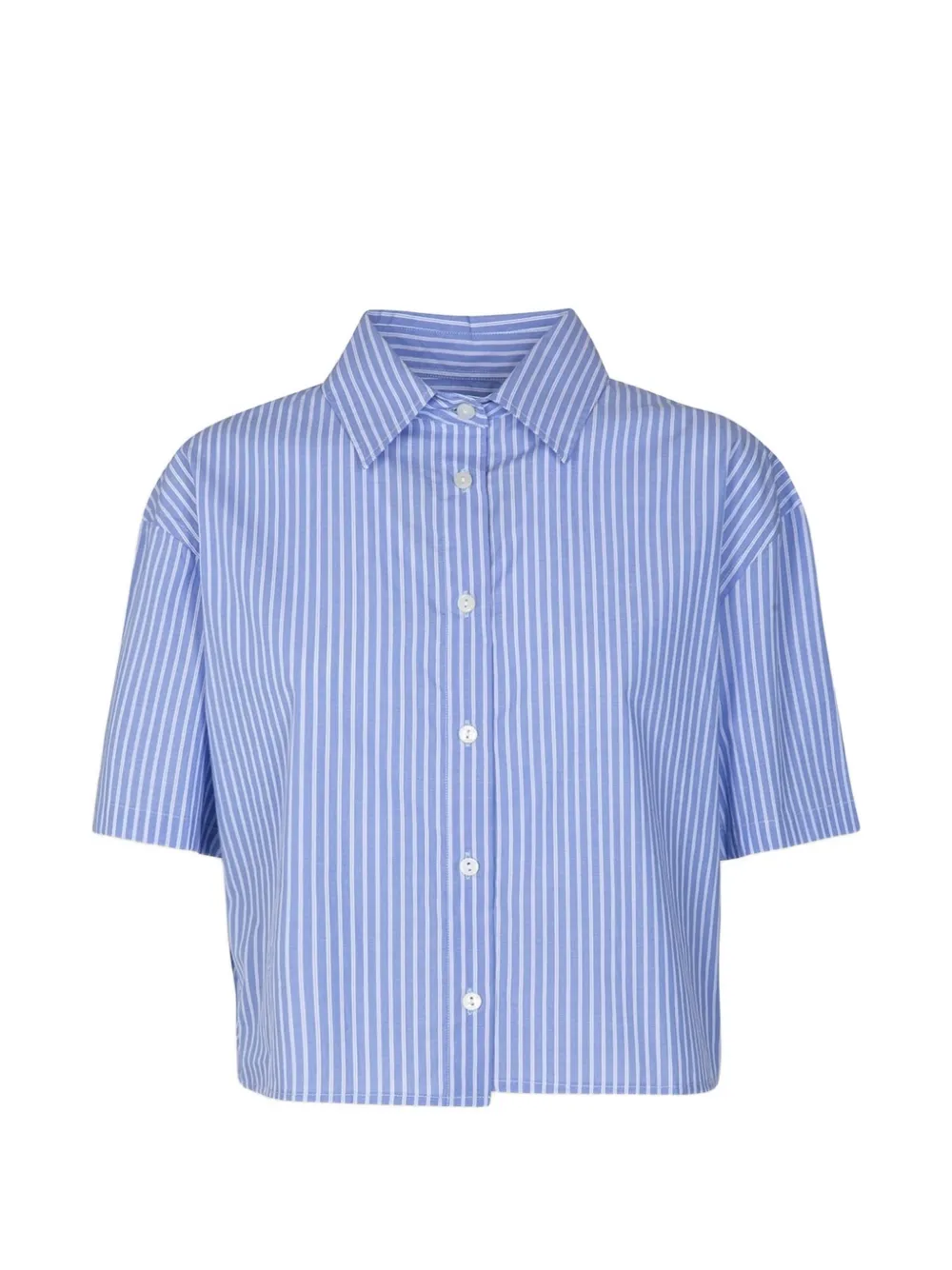 Gaelle Paris Striped Cropped Shirt In Blue