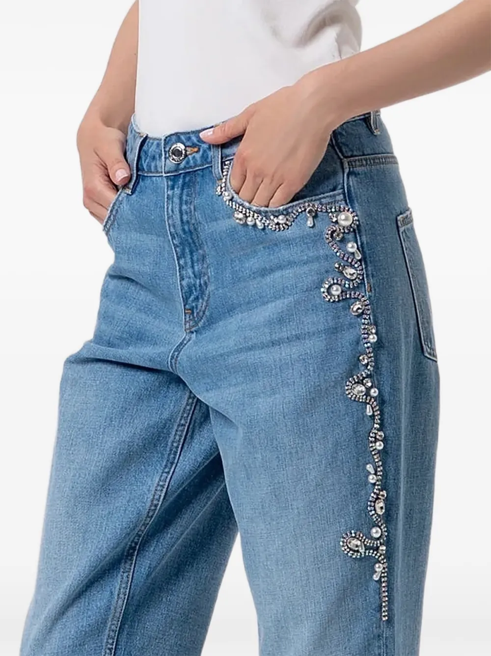 FRACOMINA Mom-fit jeans met verfraaiing Blauw