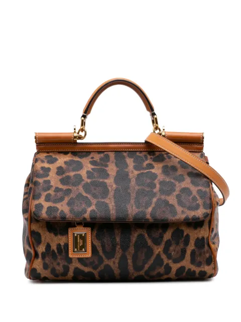 Dolce & Gabbana Pre-Owned 2000-2026 Large Leopard Print Coated Canvas Miss Sicily satchel