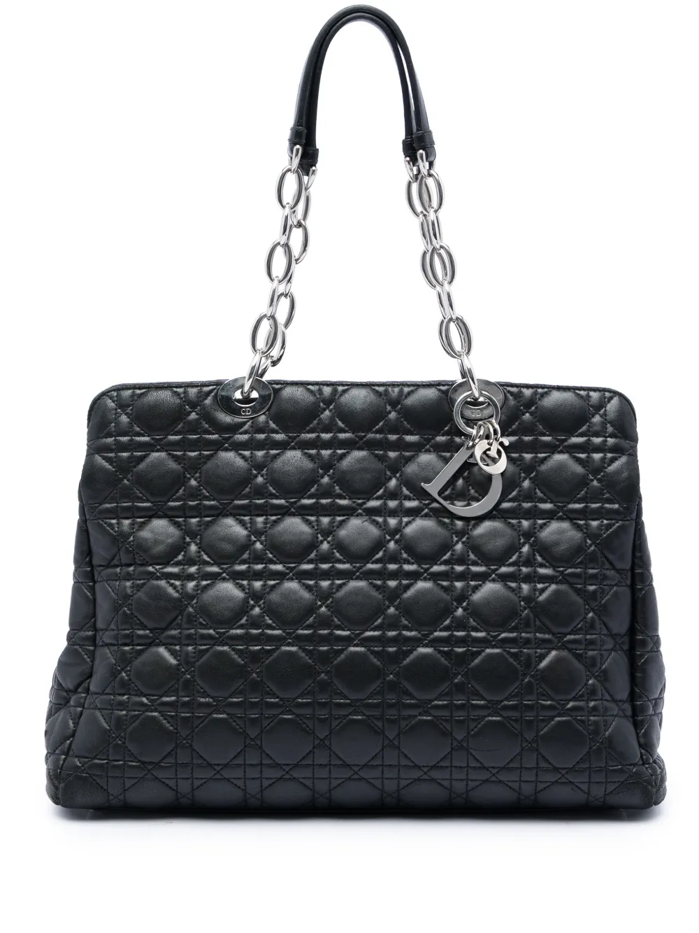 Christian Dior Pre-Owned 2014 Large Lambskin Cannage Soft Zipped Lady Dior Shopping tote bag - Black