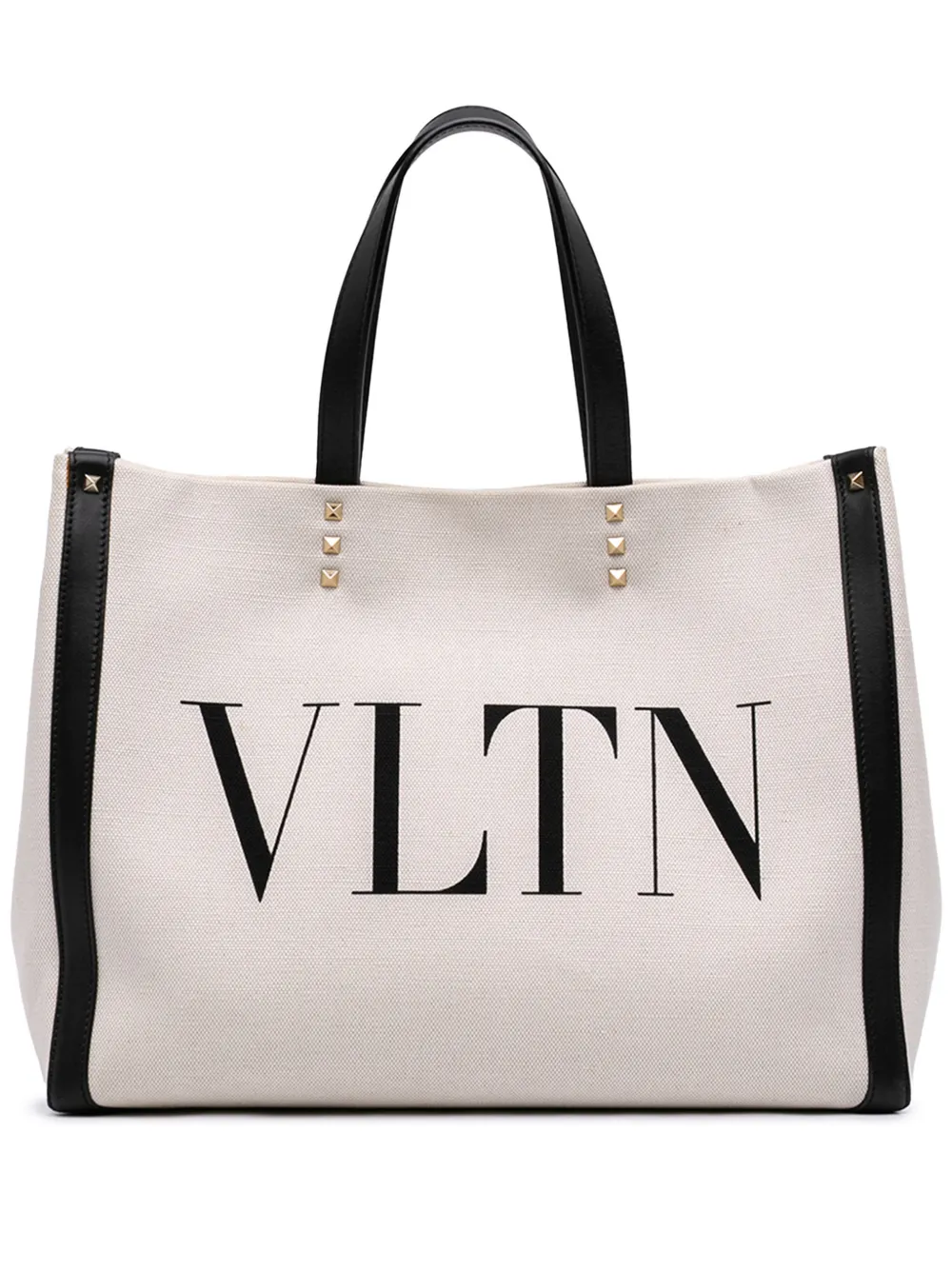 Valentino Garavani Pre-Owned 2018-2026 Medium Canvas Rockstud VLTN Tote satchel - Marrone