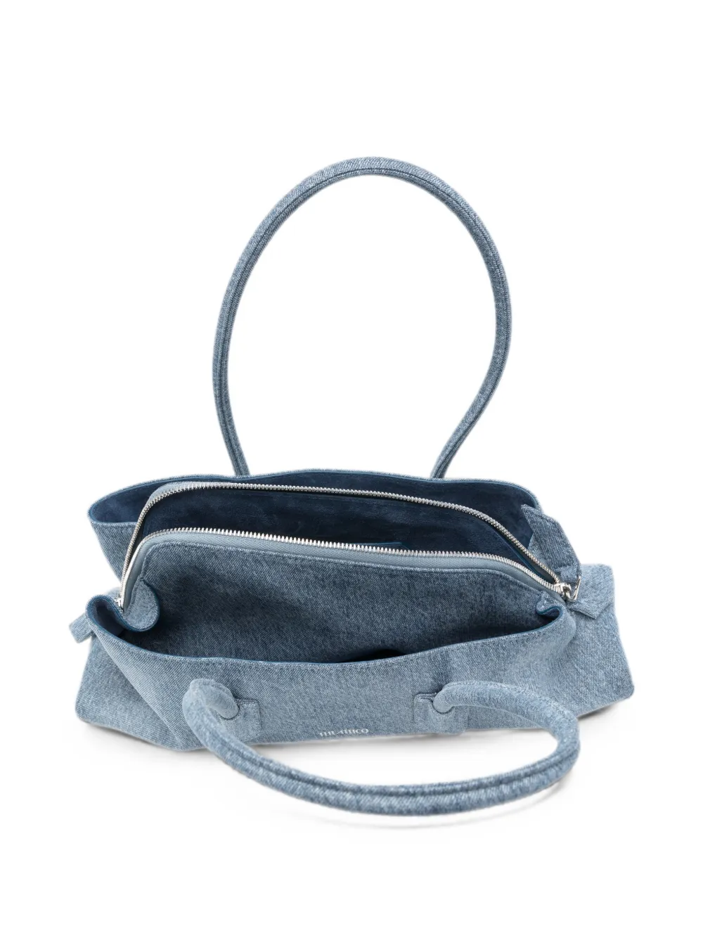 The Attico "La Passeggiata Small" denim handtas met verwassen effect Blauw