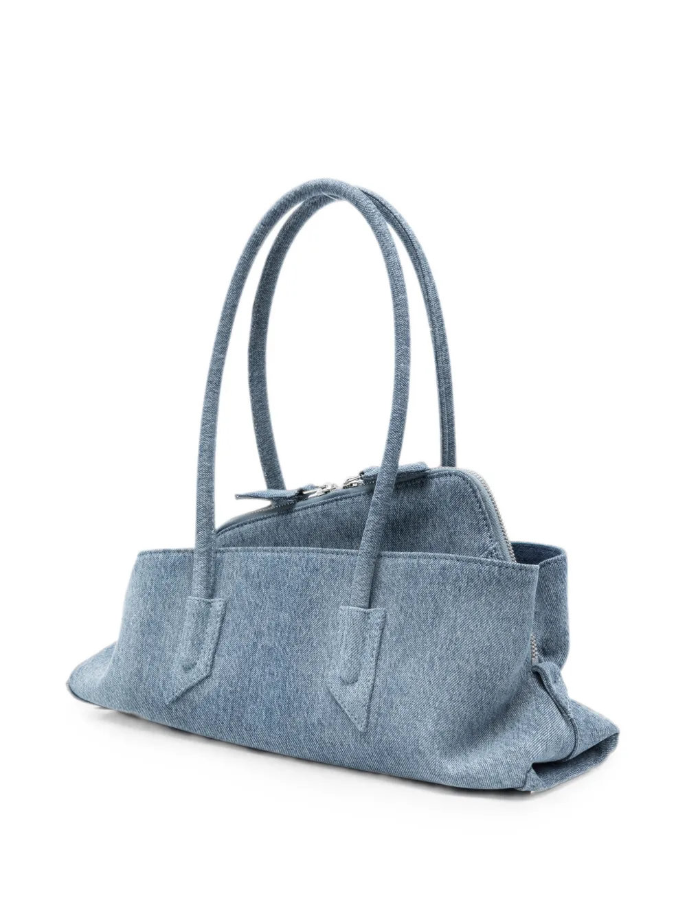 The Attico "La Passeggiata Small" denim handtas met verwassen effect Blauw