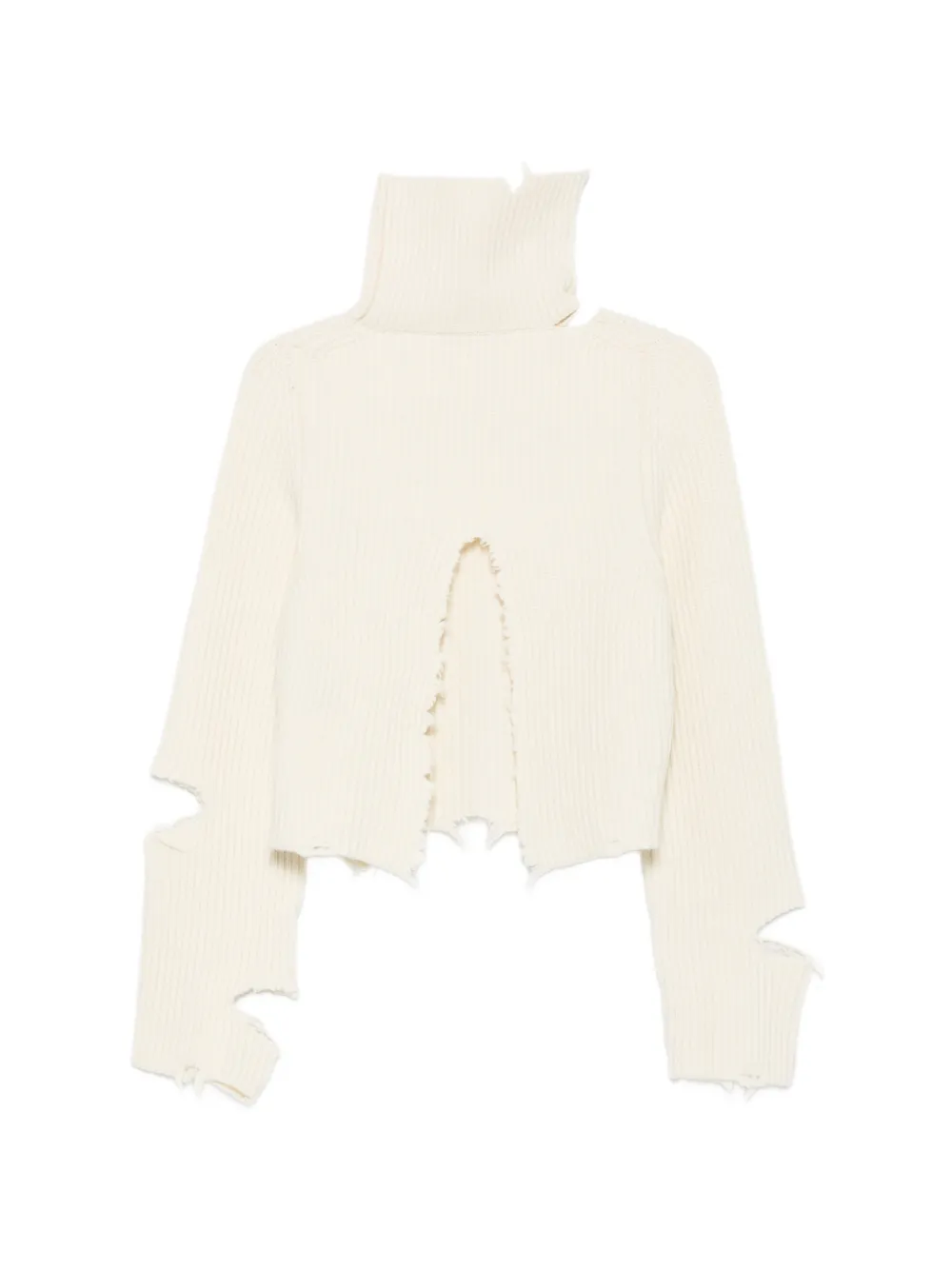 Haikure Ribgebreide trui met gerafeld effect Beige
