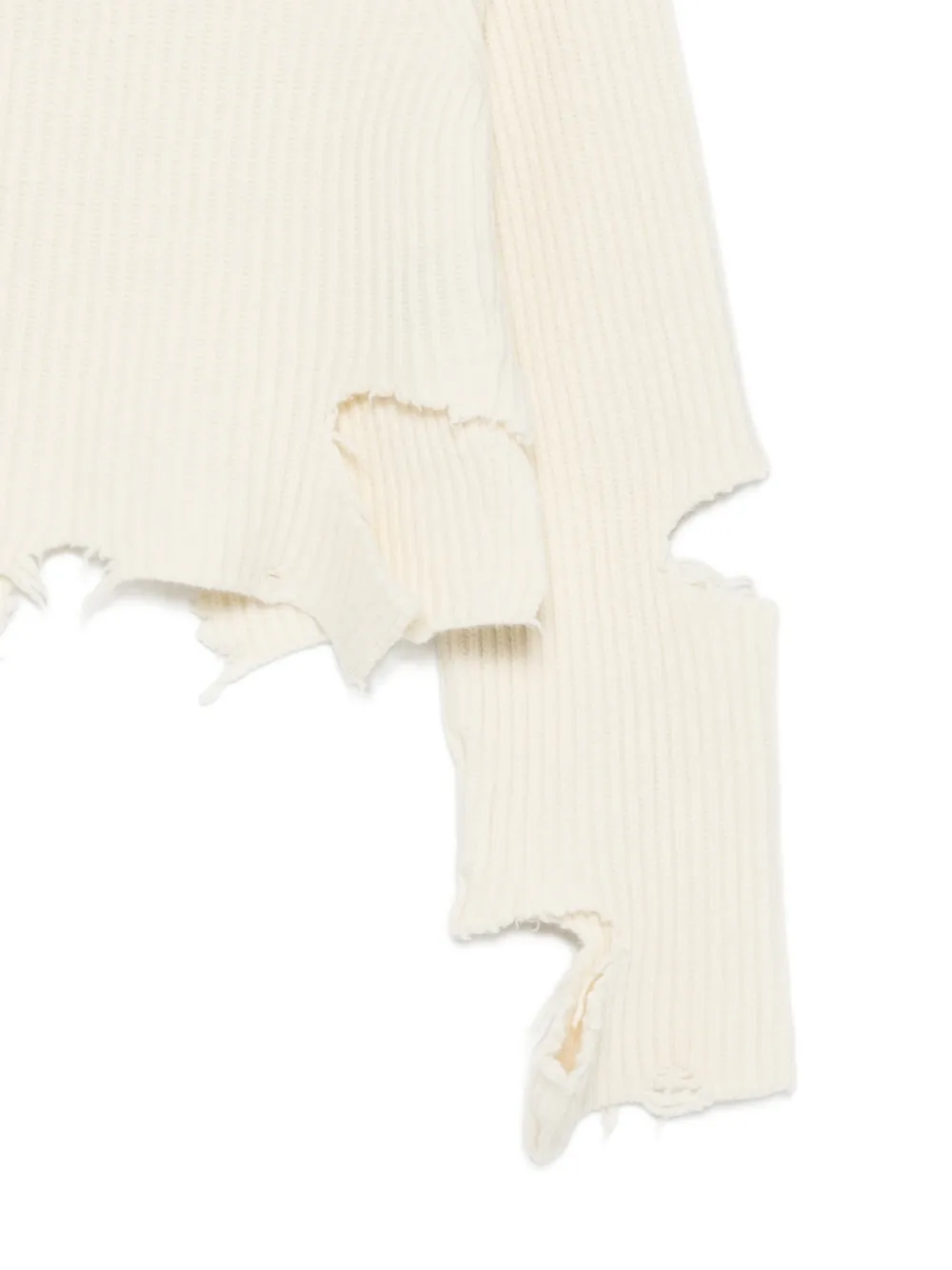 Haikure Ribgebreide trui met gerafeld effect Beige