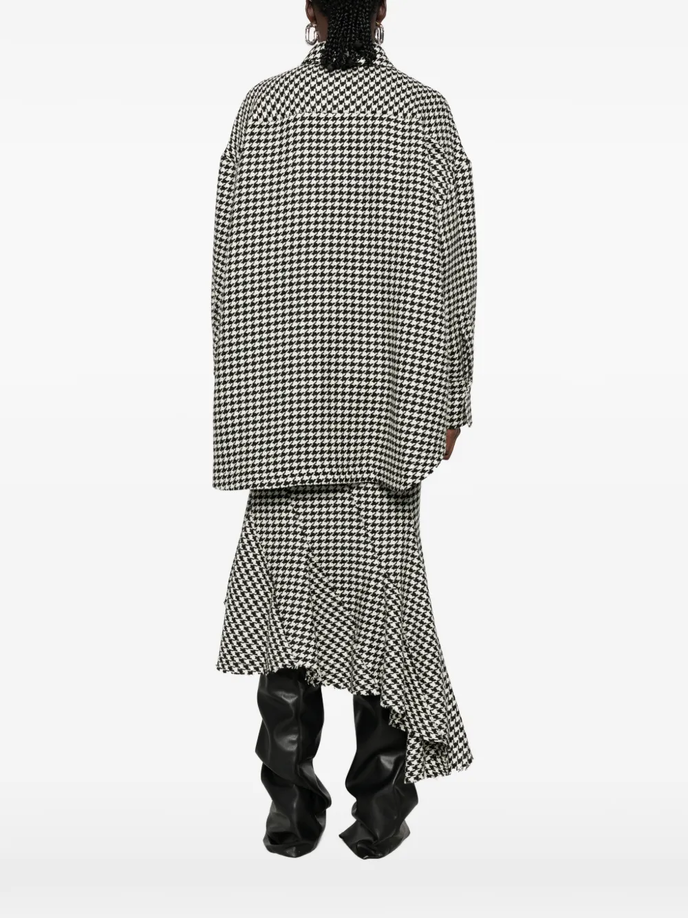 The Attico Shirtjack met pied-de-poule print en lange mouwen Wit