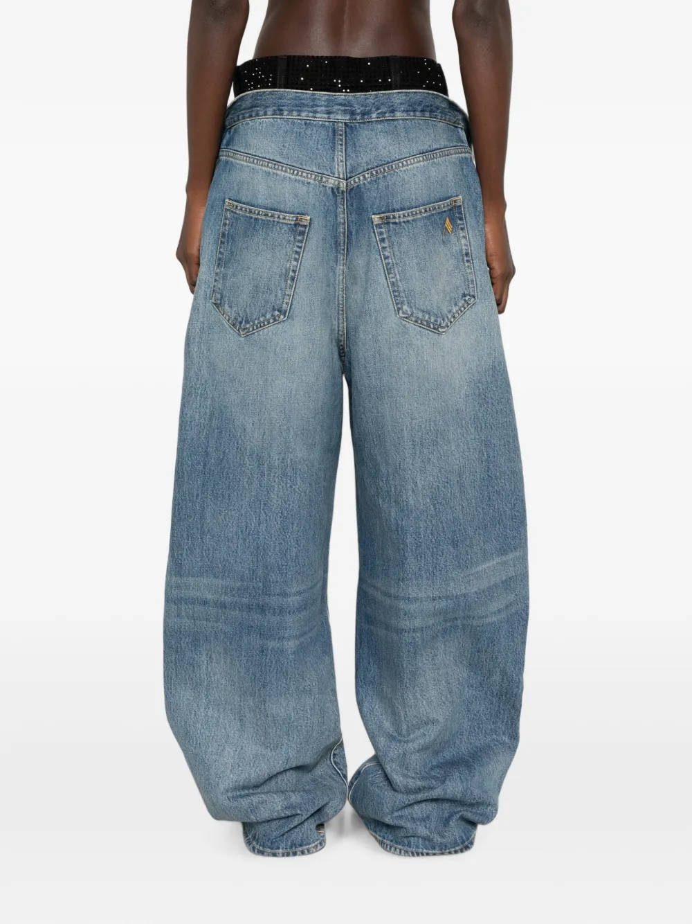 The Attico Jeans verfraaid met kristallen en gelaagd effect Blauw