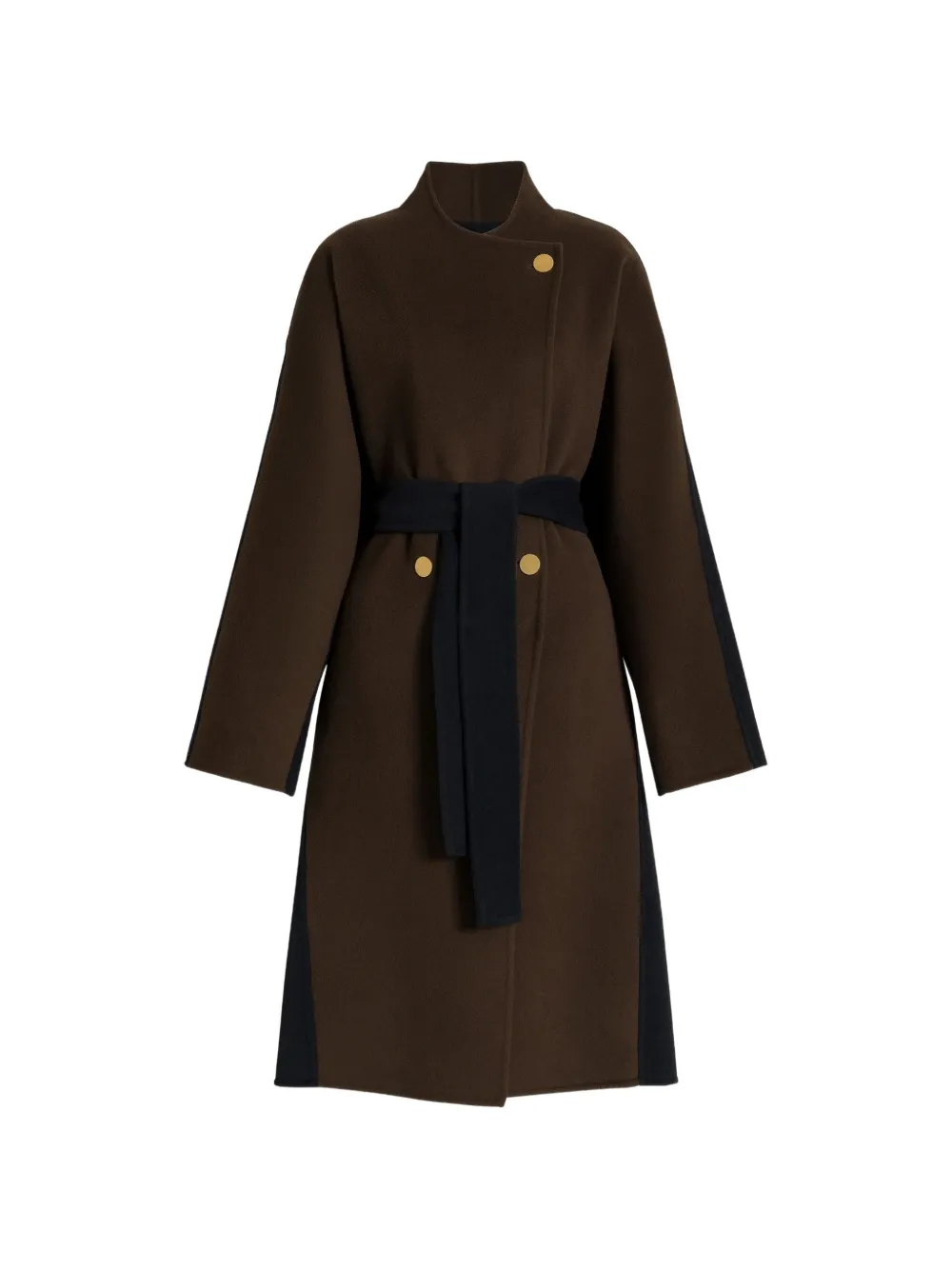 Alberta Ferretti two-tone belted wool coat - Brown