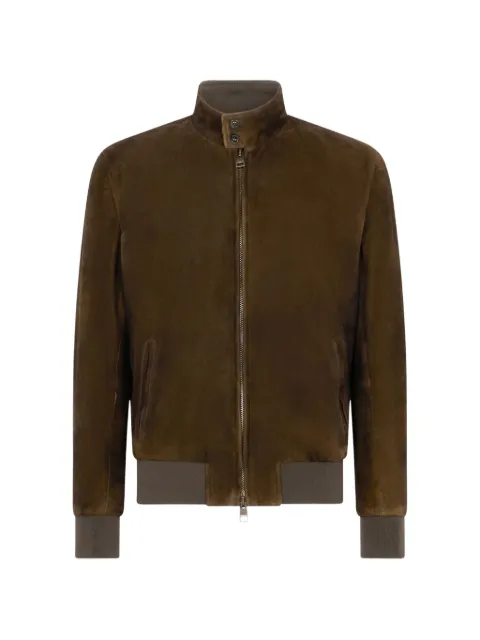 Boglioli zip-fastening suede bomber jacket