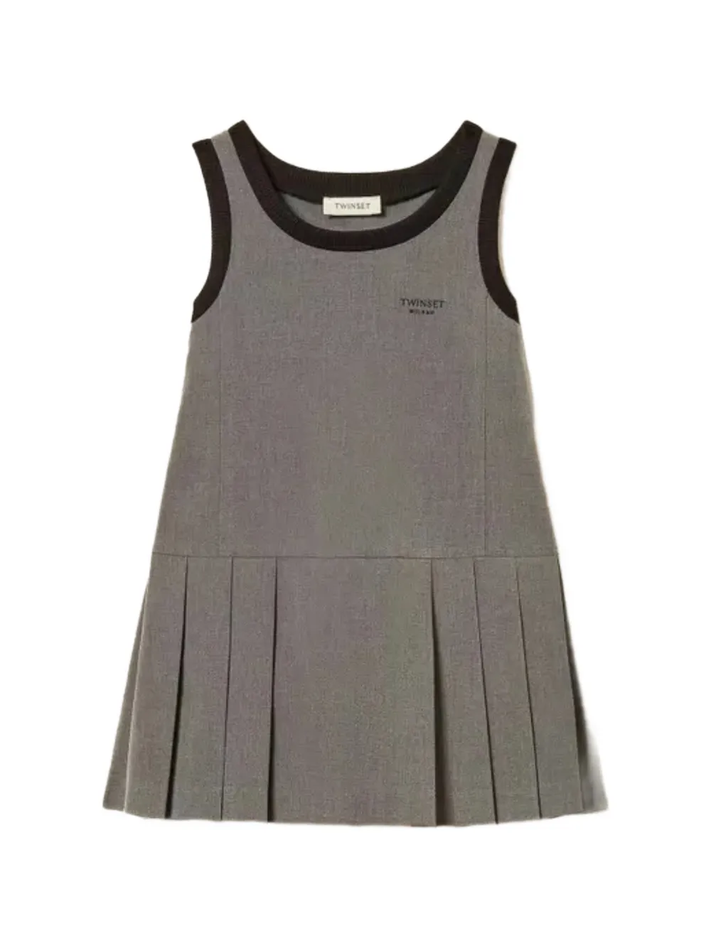 TWINSET Kids pleated logo-embroidered casual dress Grijs