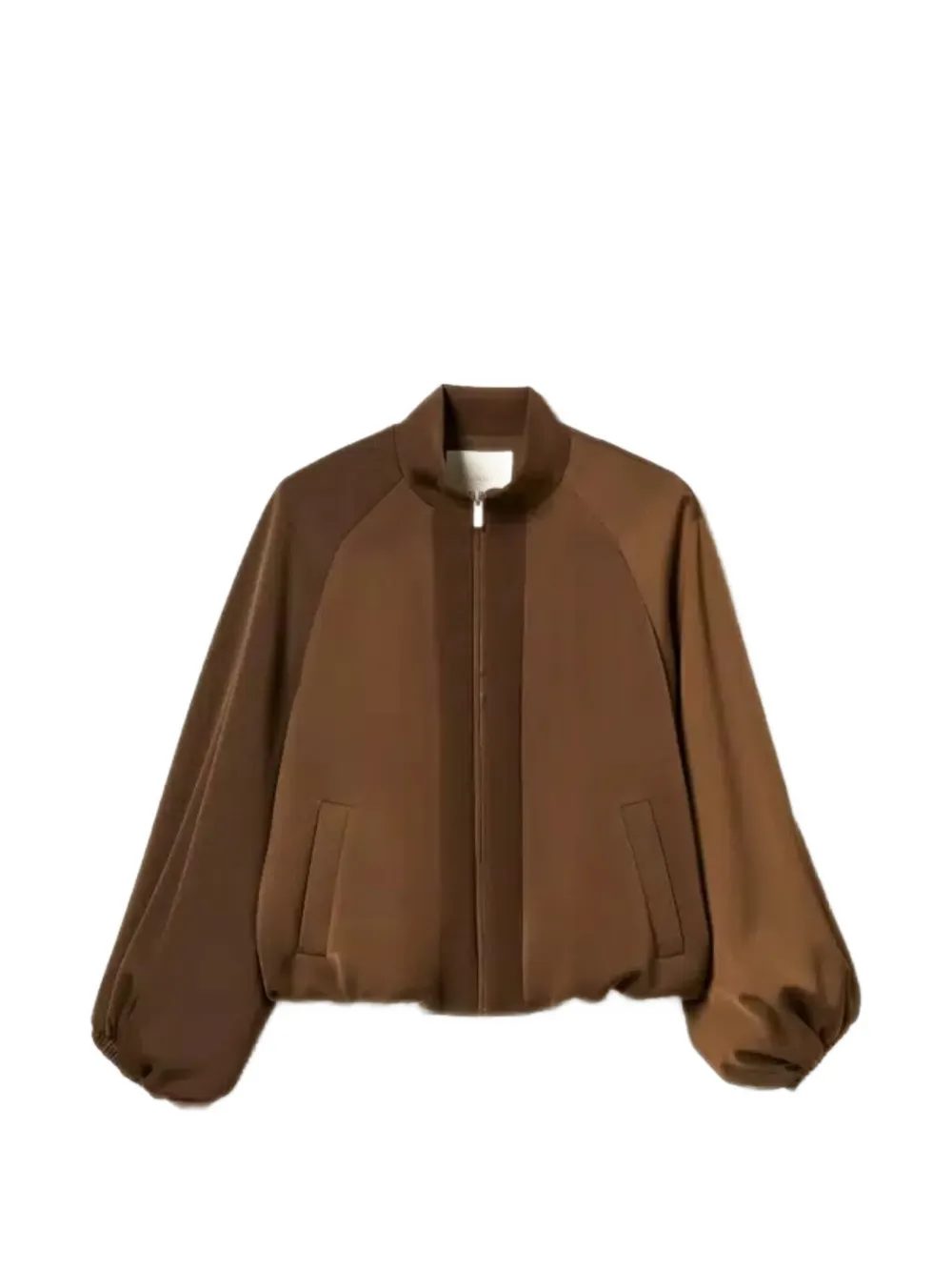 TWINSET zip-up balloon-sleeve bomber jacket - Braun