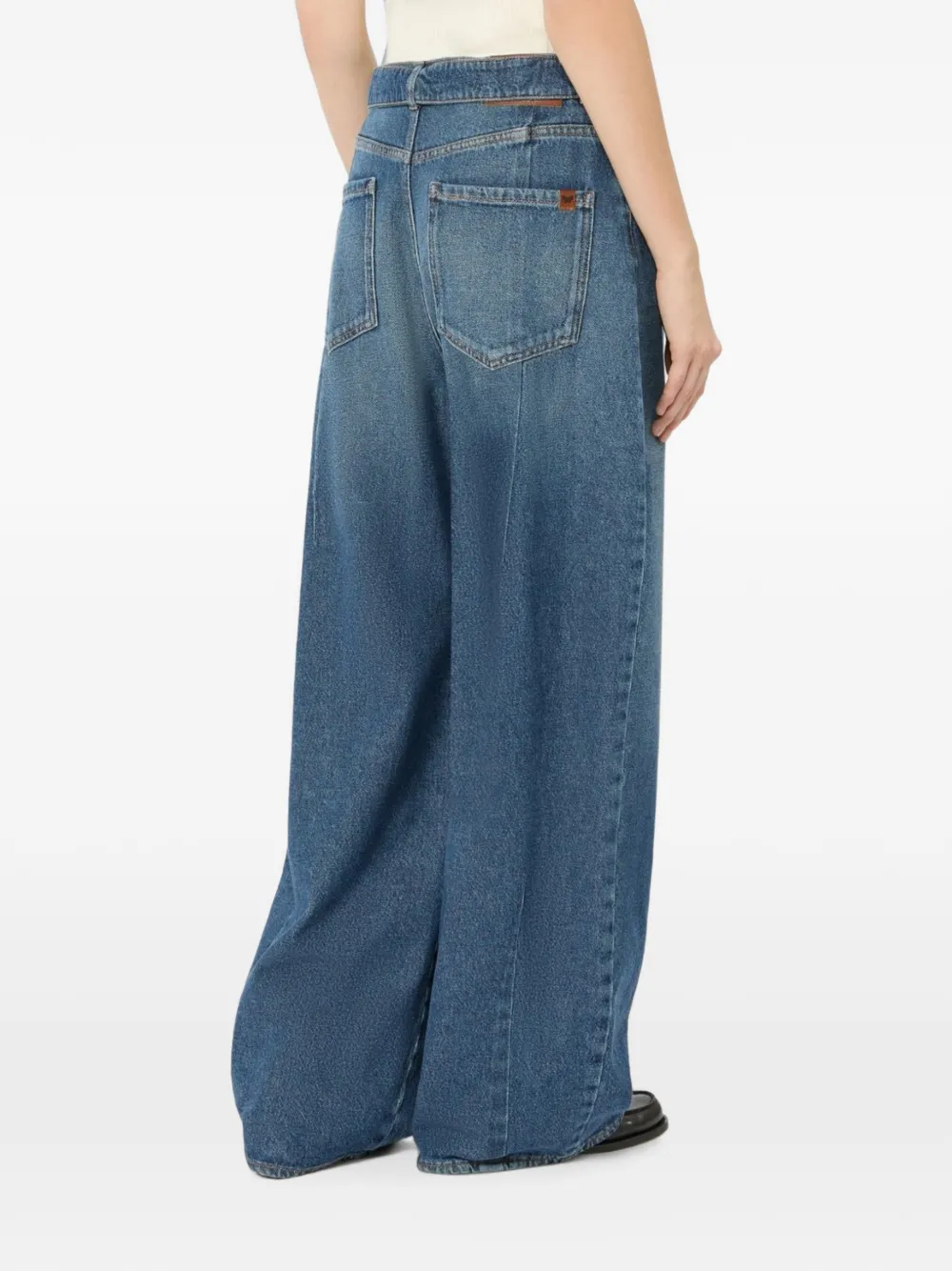 Weekend Max Mara Madia jeans met wijde pijpen en ceintuur Blauw