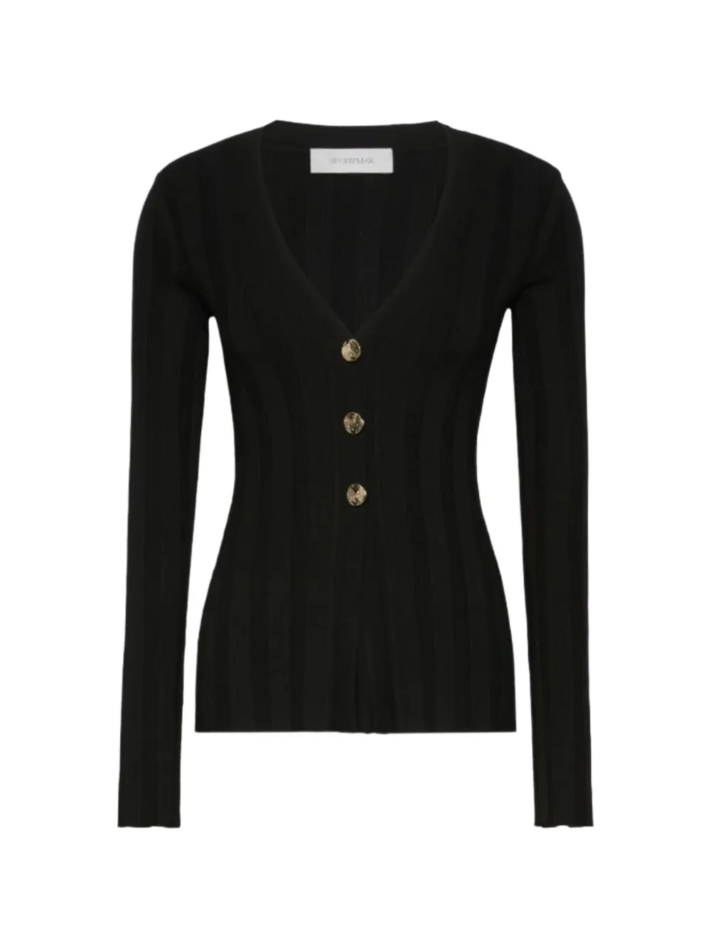 Sportmax Laser ribbed-knit V-neck cardigan - Schwarz