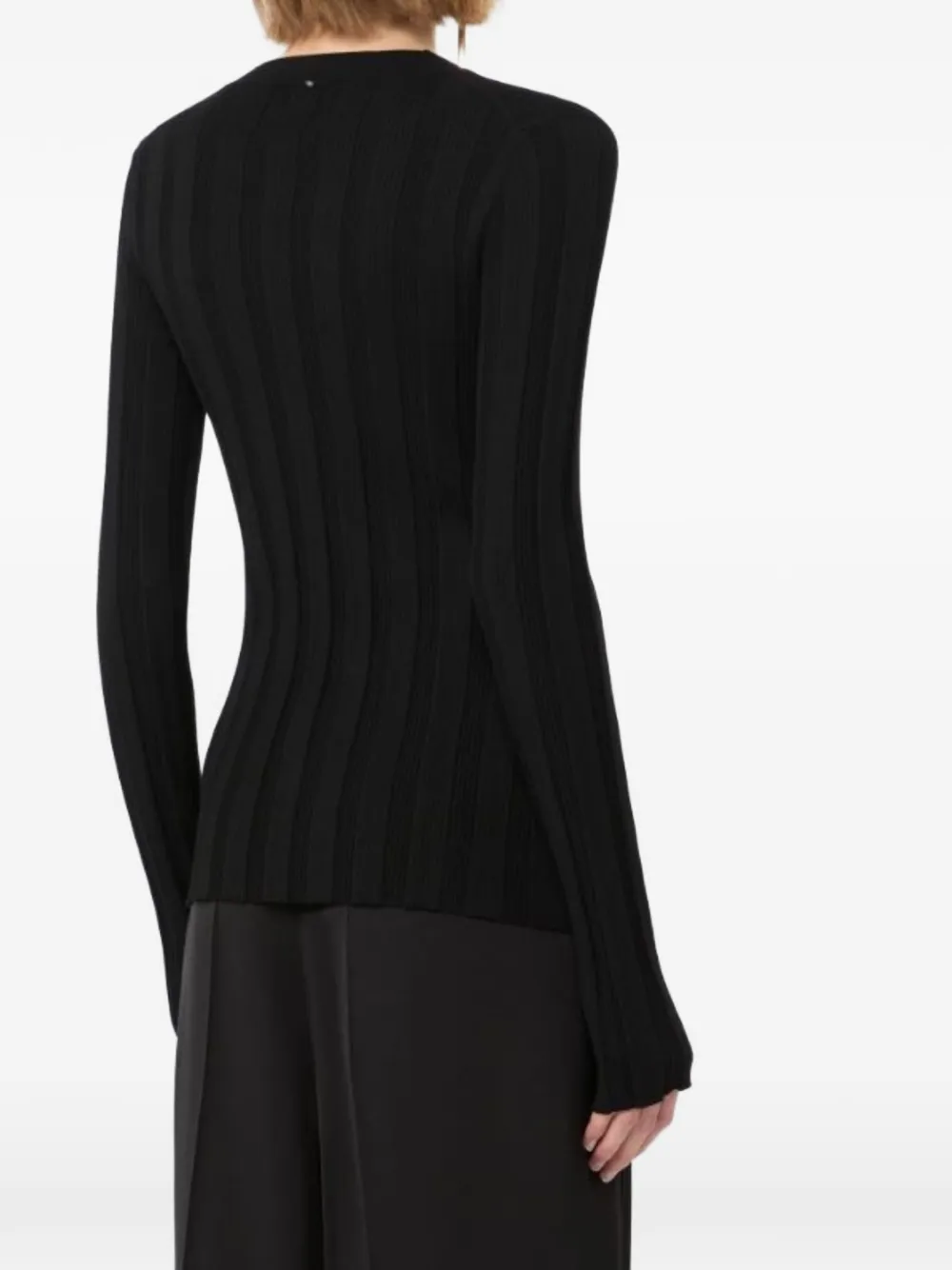 Sportmax Laser ribgebreid vest met V-hals Zwart