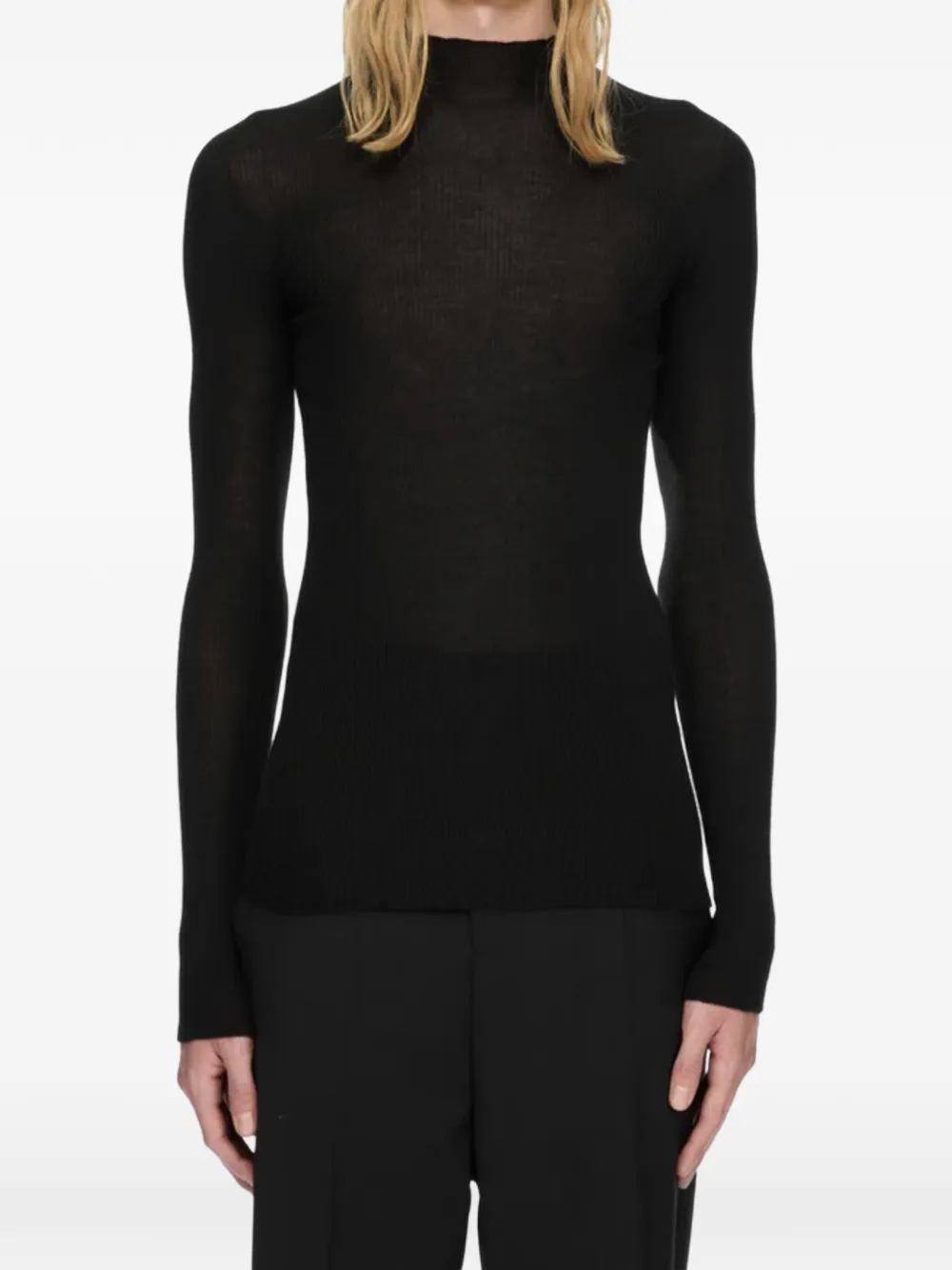 Rick Owens ribbed-knit high-neck sweater - Nero
