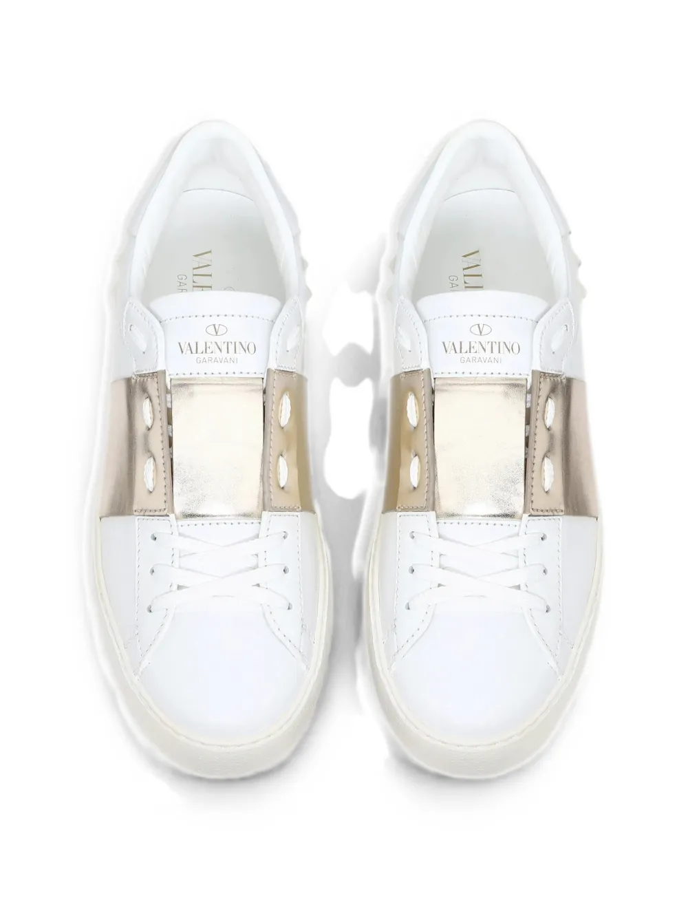Valentino Garavani Open leather sneakers Wit