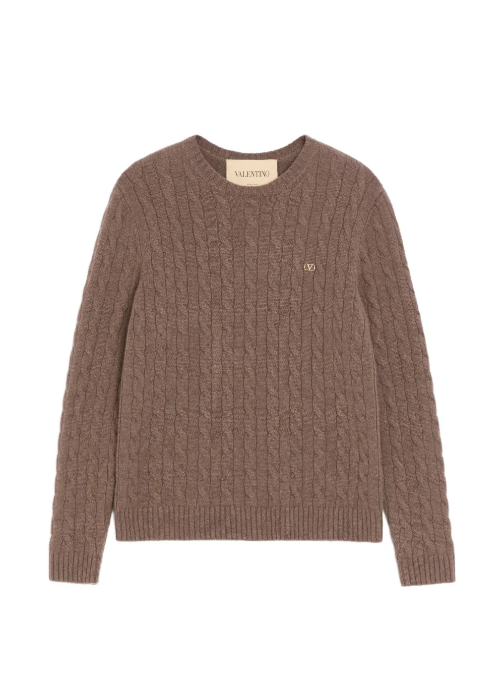 Valentino Garavani VLogo Signature cable-knit sweater - Brown