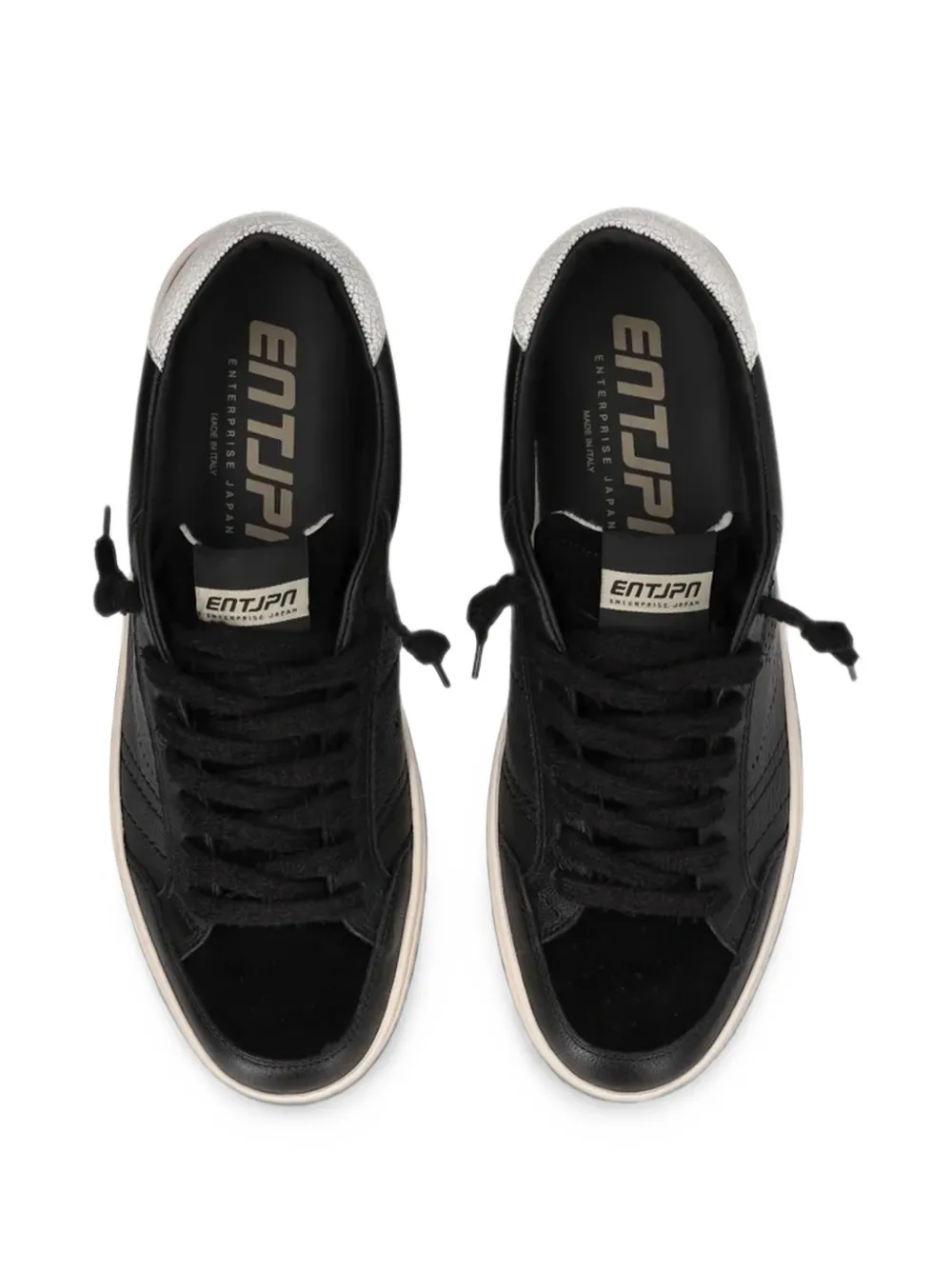 Enterprise Japan Jupiter Rocket logo-perforated cracked-effect sneakers Zwart