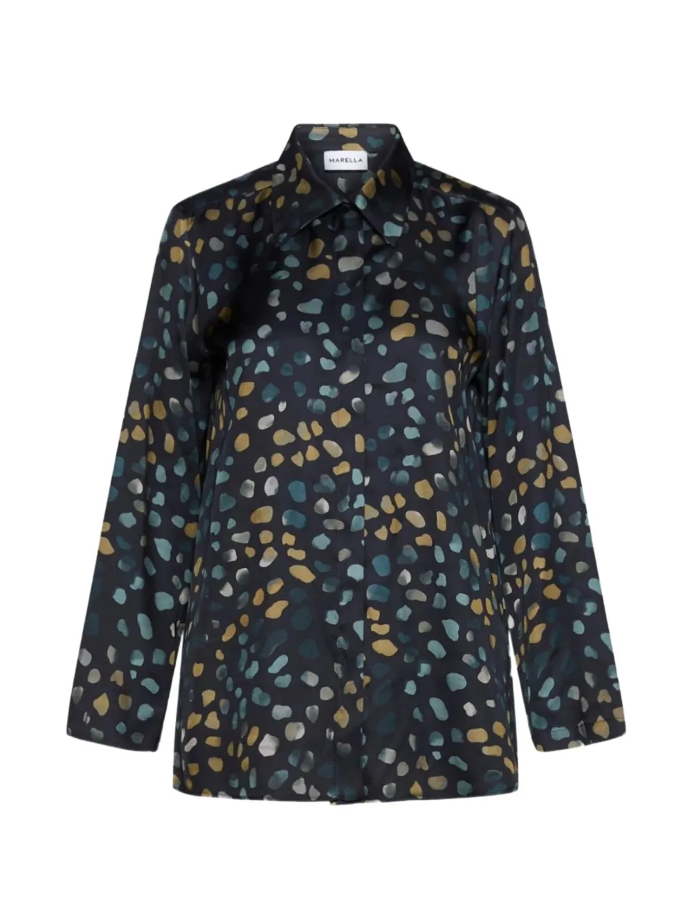 Marella Mllballata abstract-print twill shirt - Blau