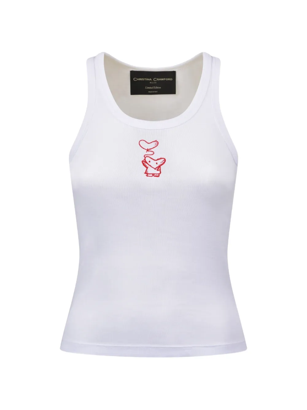 CHRISTINA CRAWFORD embroidered ribbed tank top