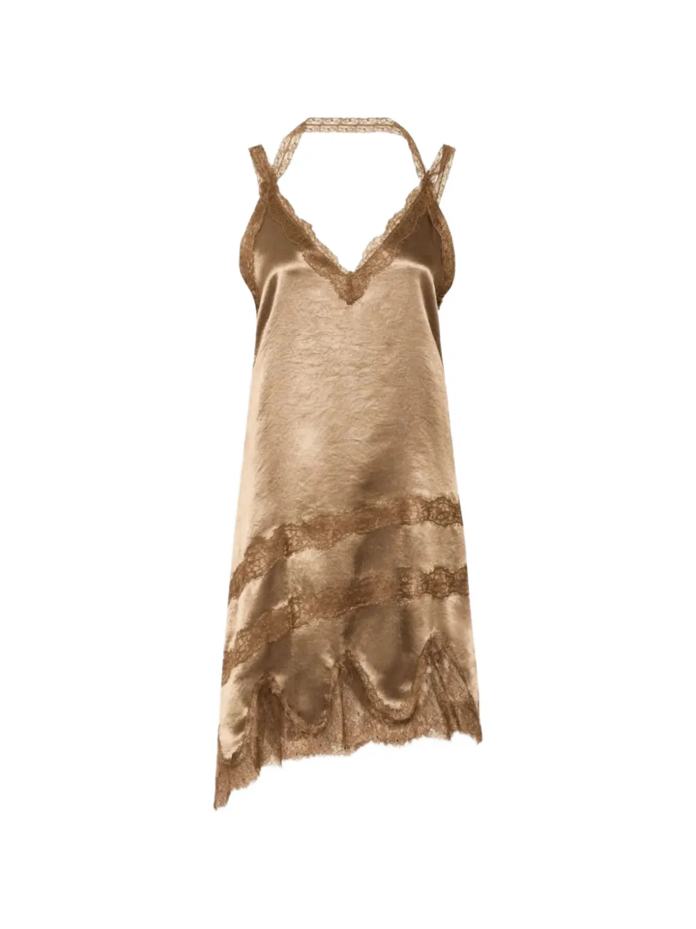 Marella lace-trim satin-finish aymmetric dress