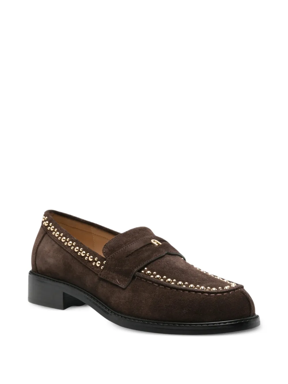Furla stud-embellished leather loafers Bruin